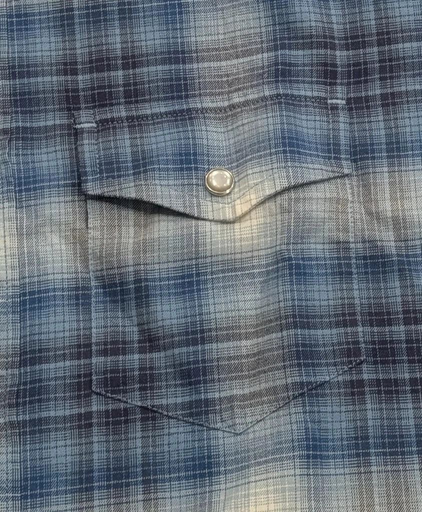 Tom Ford TOM FORD Defused Check Snap-Up Western Shirt Light Blue 42 Size US L / EU 52-54 / 3 - 3 Thumbnail