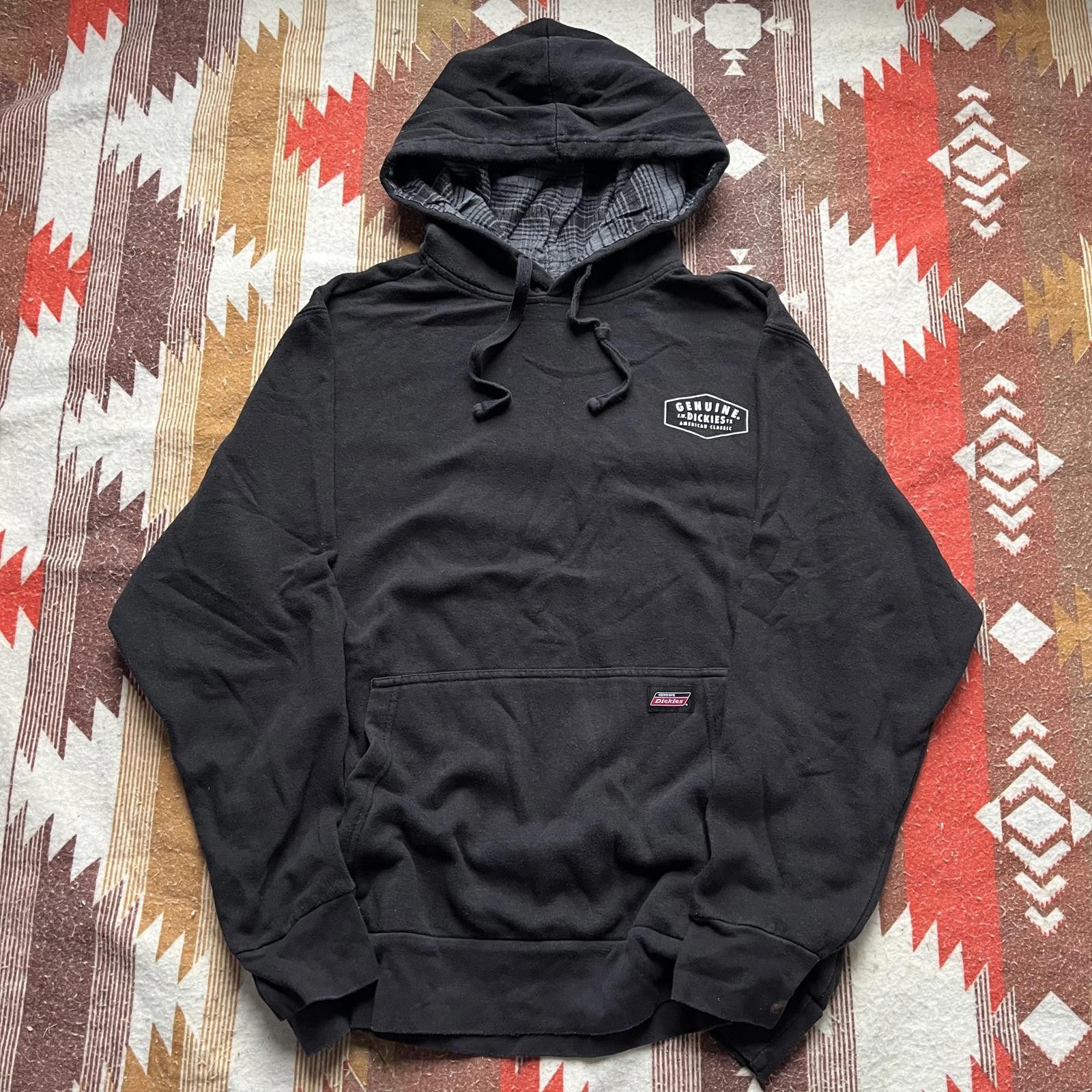 Dickies × Vintage Vintage Y2K Dickies Carhartt Plaid Lined Black Grunge Hoodie Size US M / EU 48-50 / 2 - 1 Thumbnail