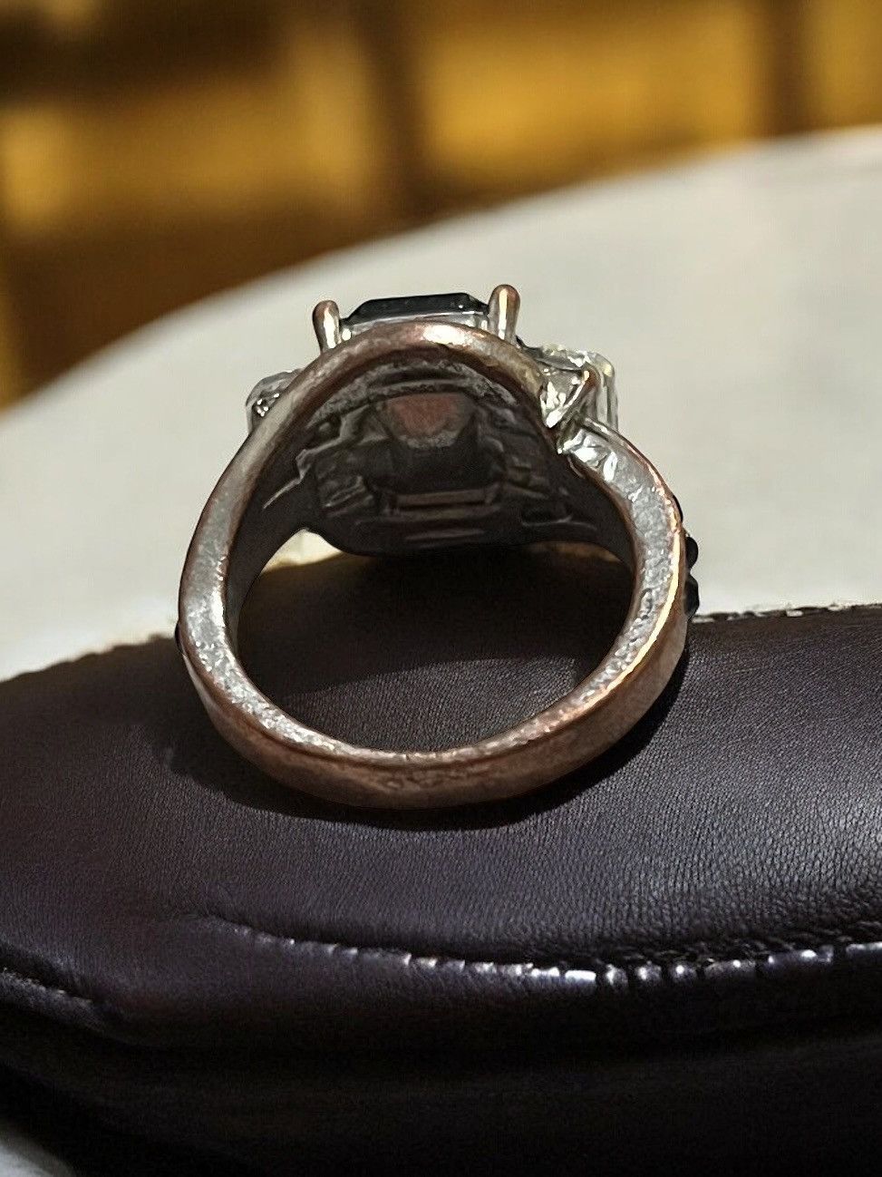 Vintage Elegant Cushion-Cut Black onyx Gemstone Ring Size ONE SIZE - 2 Thumbnail
