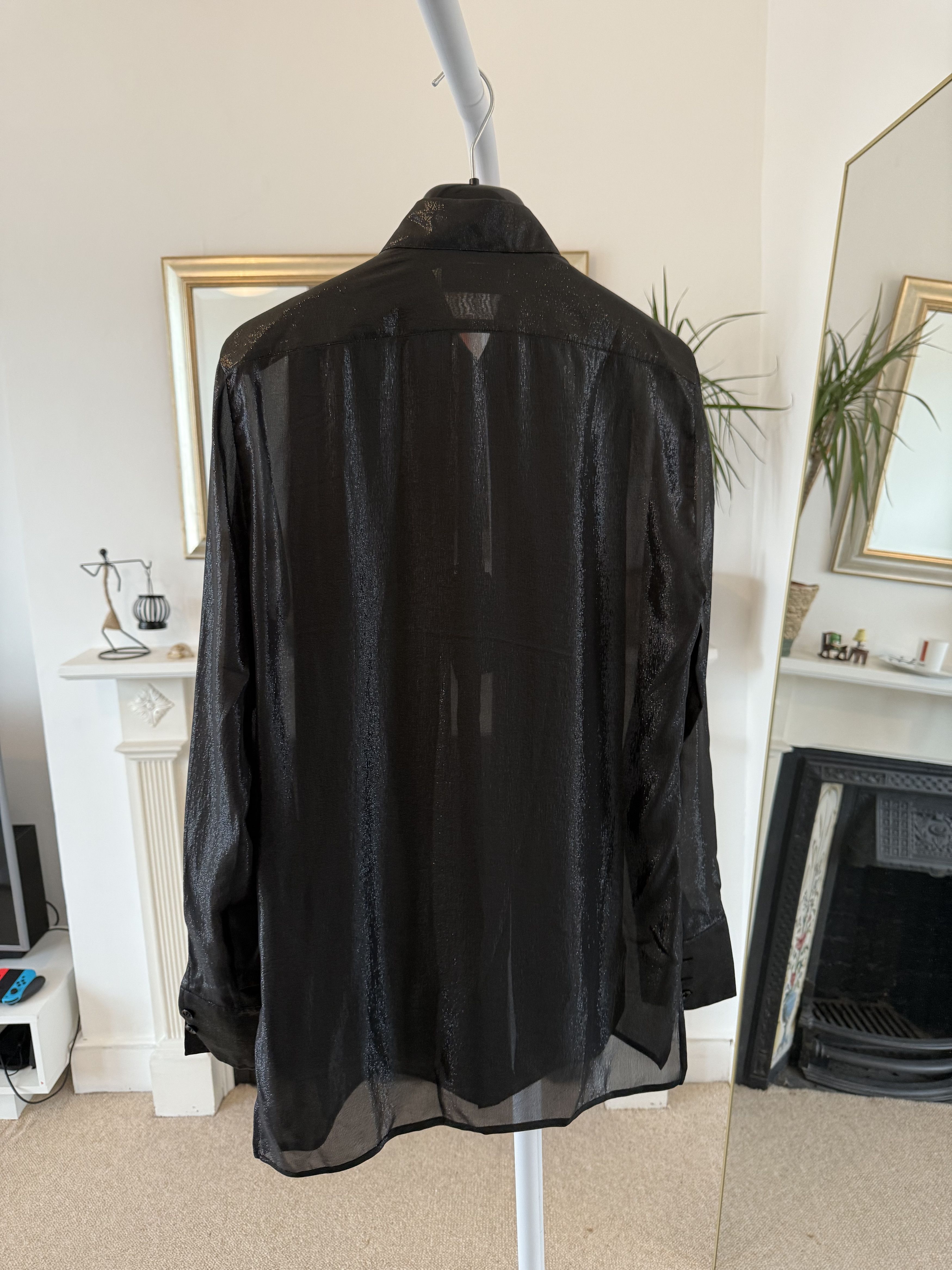 Saint Laurent Paris FW19 Saint Laurent Runway Pleated Glitter Silk Shirt Size US S / EU 44-46 / 1 - 8 Thumbnail