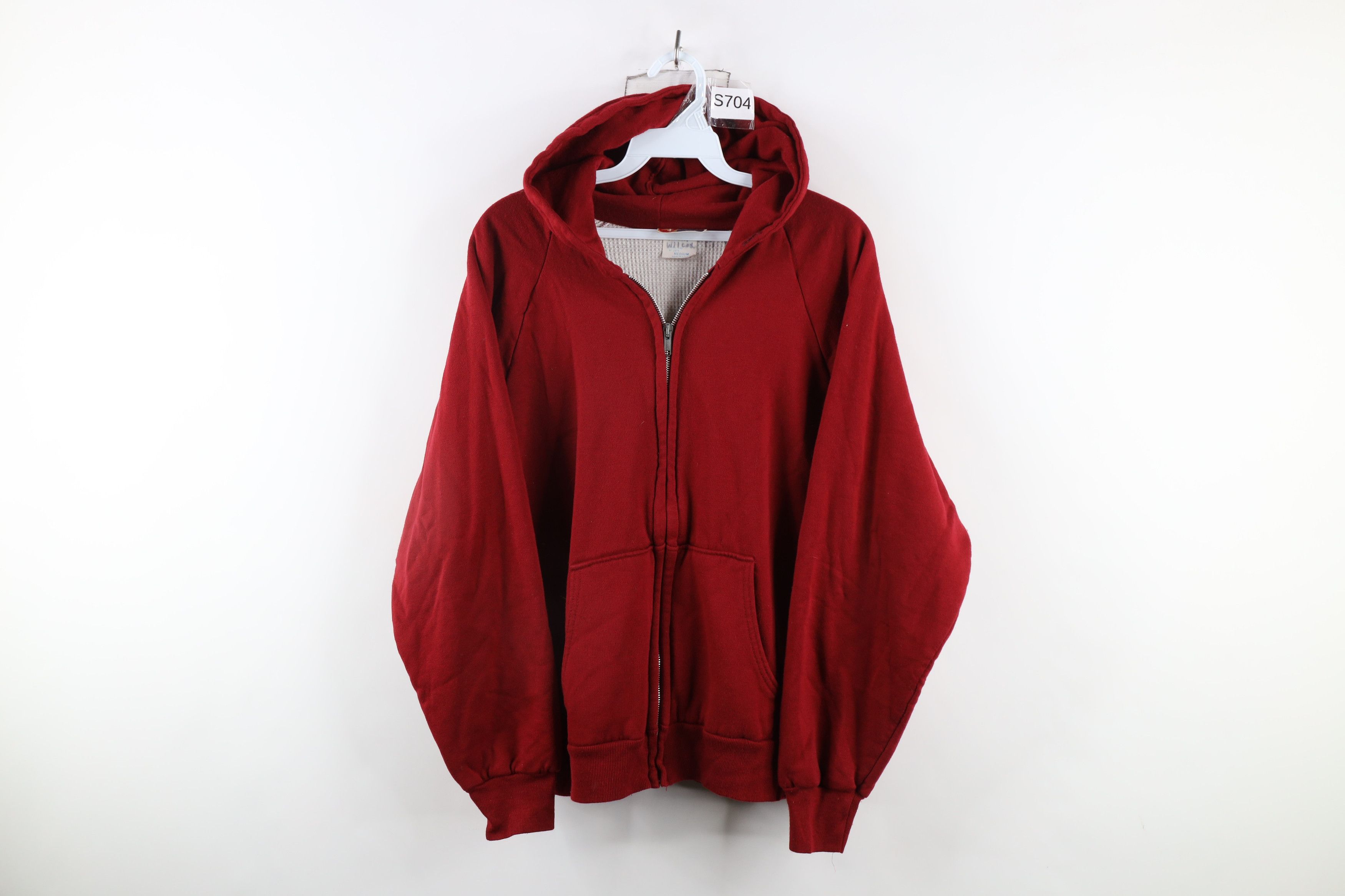 Vintage Vintage 70s Streetwear Thermal Waffle Knit Lined Hoodie USA Size ONE SIZE - 1 Thumbnail