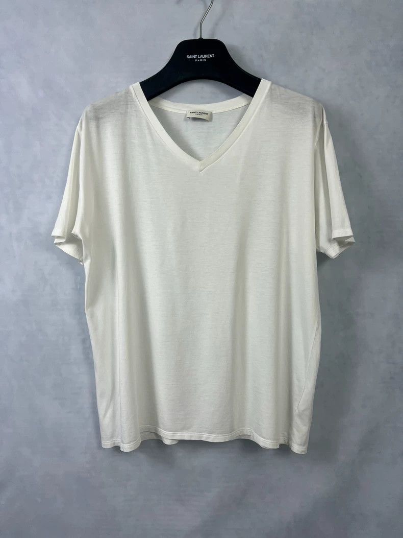 Saint Laurent13ss First Year Pure White V-Neck Short Sleeve