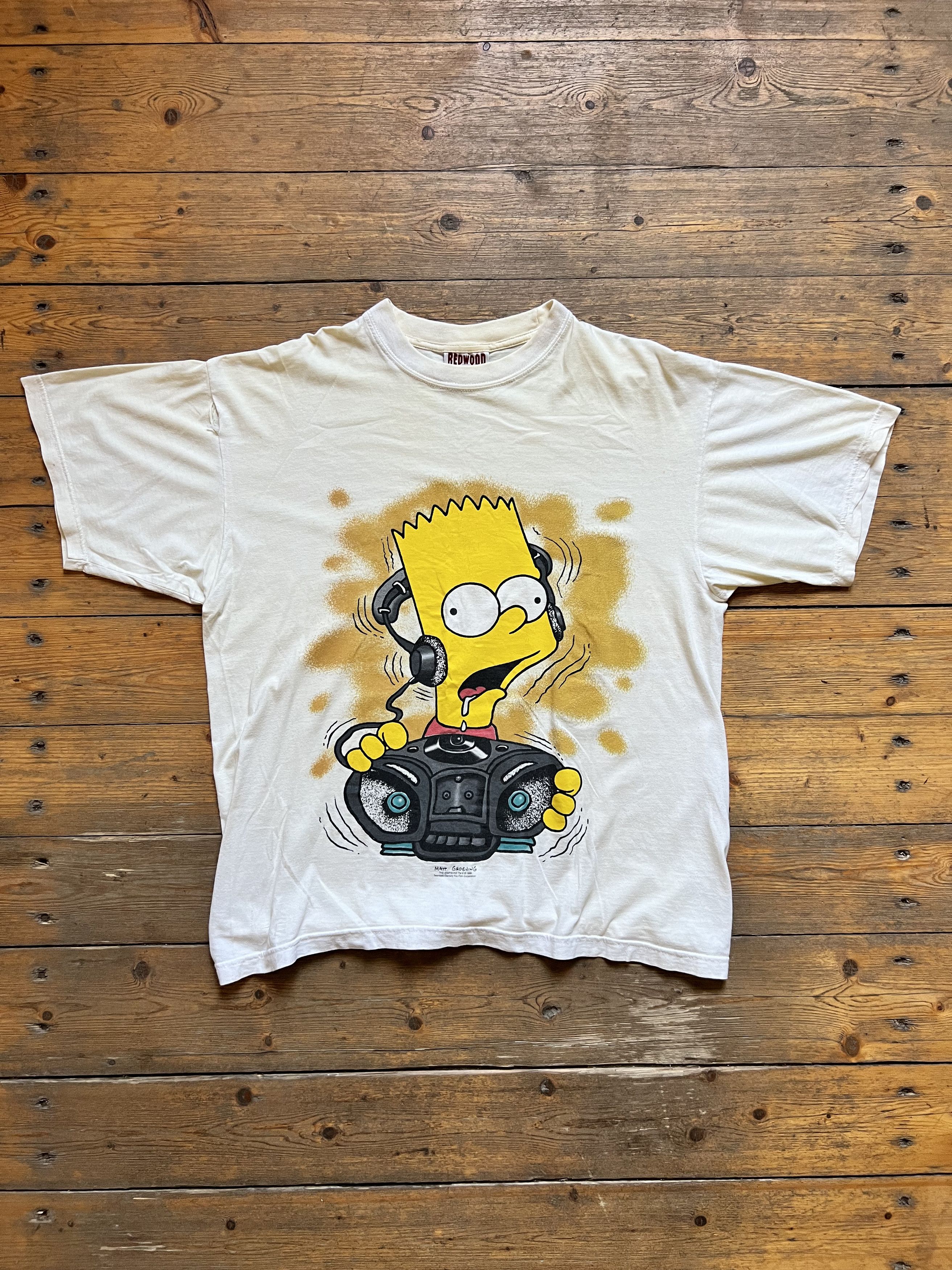 The Simpsons Bart Matt Groening Audio Rave Music Tee 1990s Cartoon y2k Size US XL / EU 56 / 4 - 1 Thumbnail