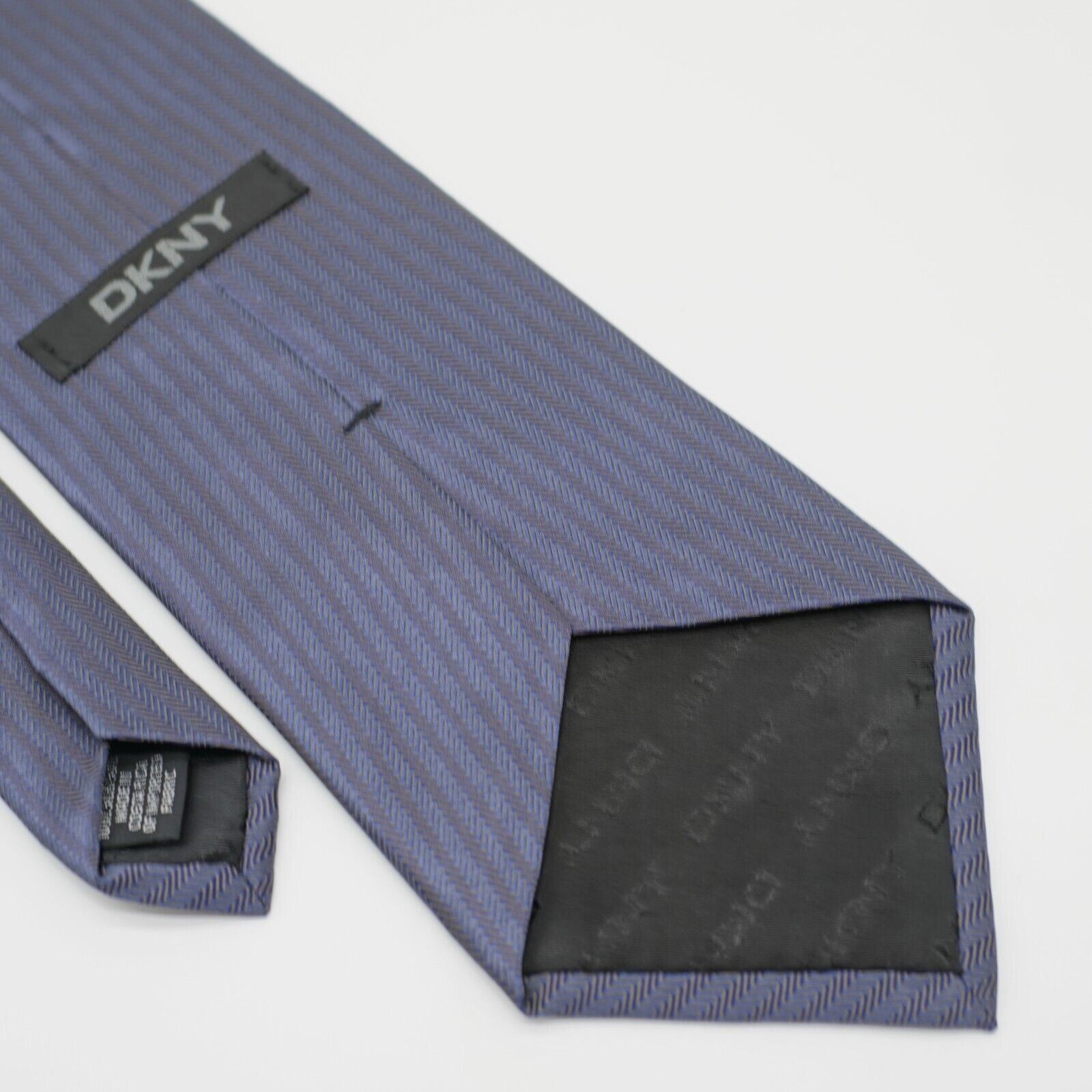 DKNY Dkny Blue Brown Squigly Herringbone Print Wide Silk Tie Size ONE SIZE - 5 Thumbnail