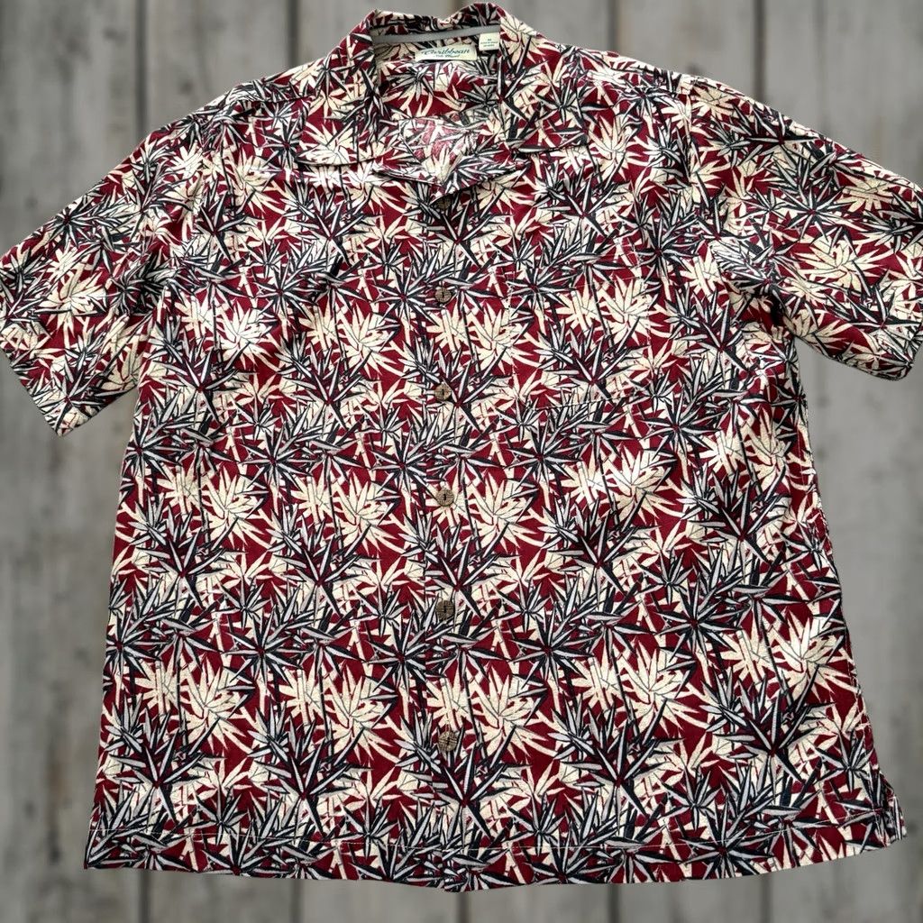 Vintage Caribbean Silk Blend Hawaiian Shirt Mens Sz M Dark Red Tan Floral Button-Up Short Sleeve Size US M / EU 48-50 / 2 - 1 Thumbnail