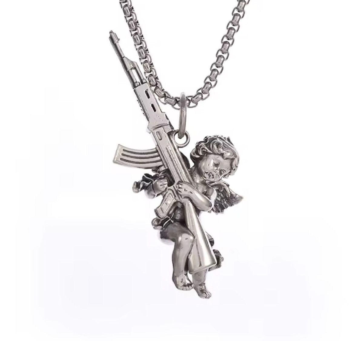 Jewelry Punk Necklace Ak47 Cupid Gothic Chain Size ONE SIZE - 2 Thumbnail