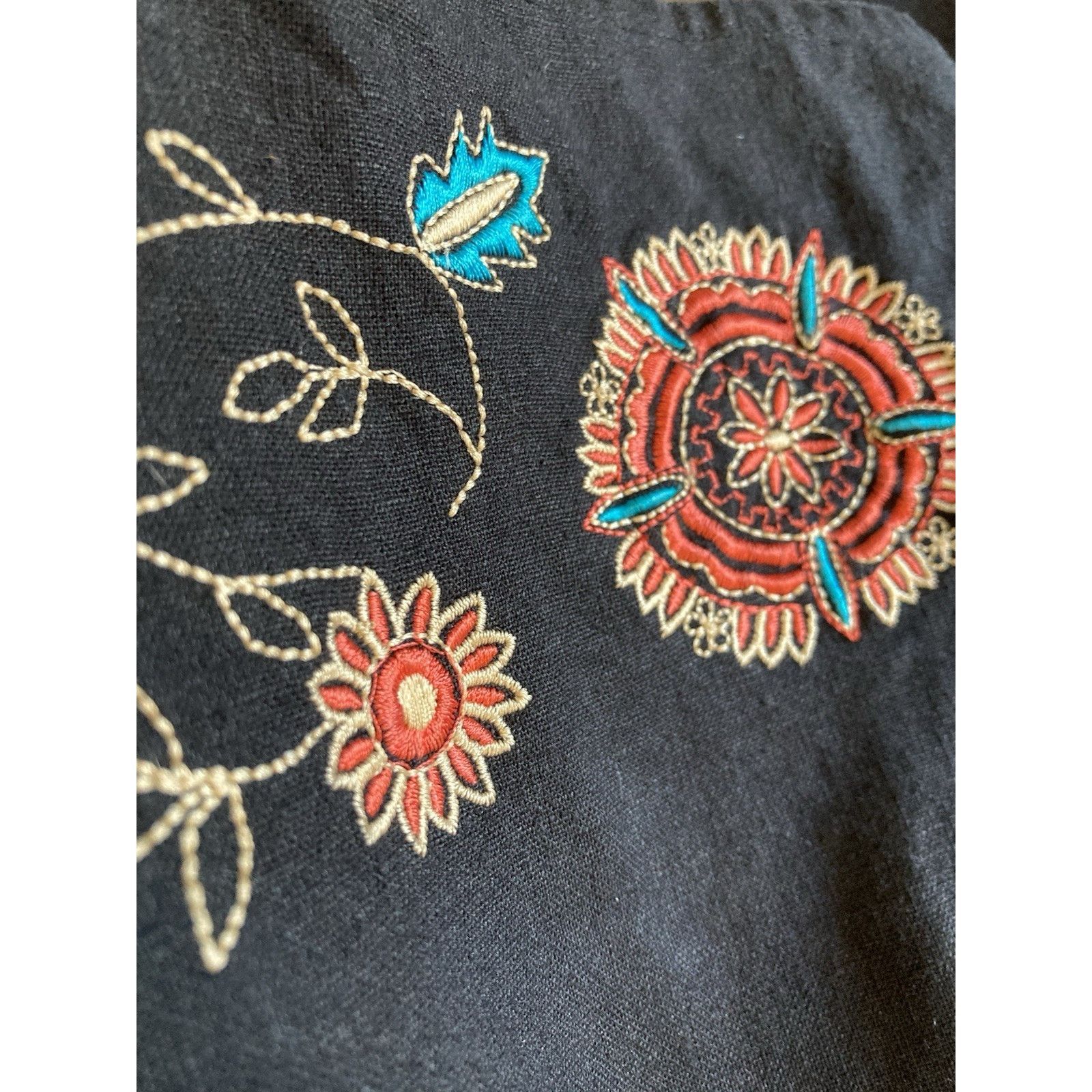 Other Vintage Linen Tunic Black Embroidered Dress Size 12 Boho Size XL / US 12-14 / IT 48-50 - 7 Thumbnail