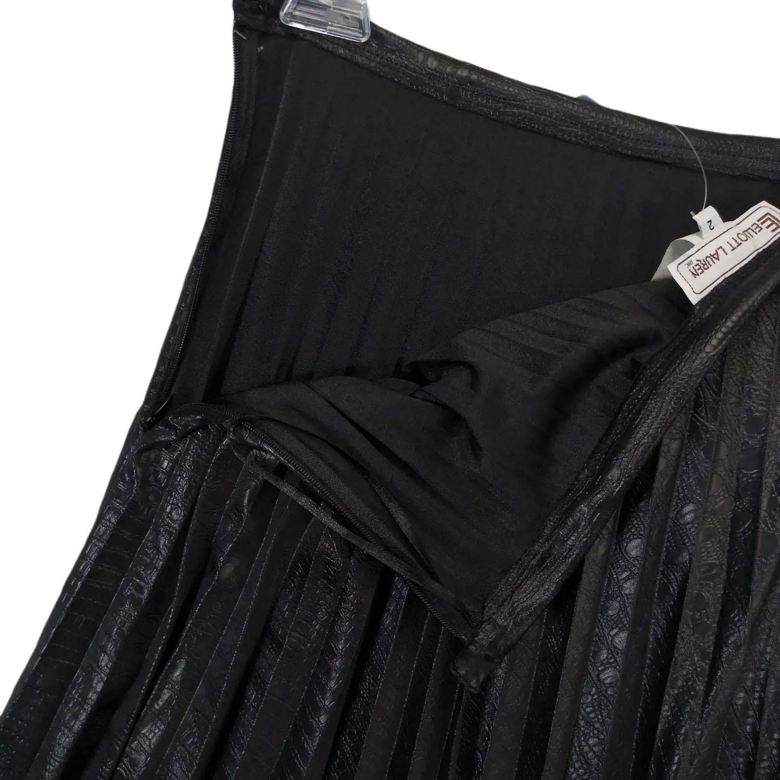 Other Elliott Lauren Black Croc Faux Leather Pleated Midi Skirt Size 30" / US 8 / IT 44 - 5 Thumbnail