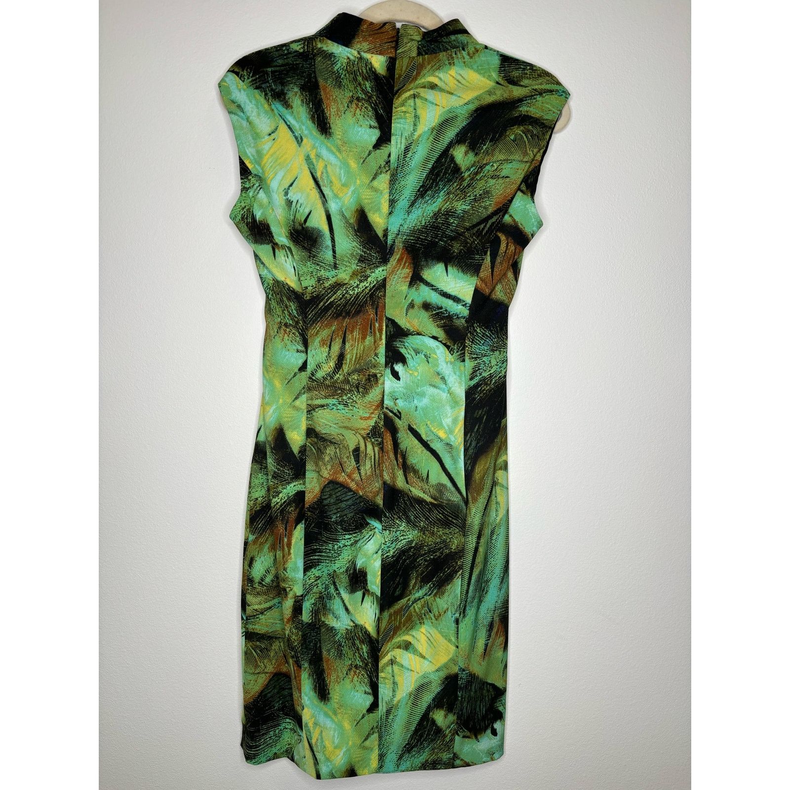 Vintage Cache Green Tropical Midi Dress Size S / US 4 / IT 40 - 3 Thumbnail