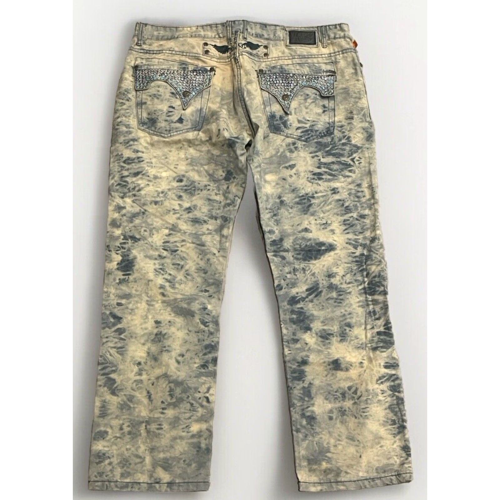 Vintage VINTAGE Robin's Jean Men's Jeans 40x31.5 Acid Washed 5-Pocket Straight Fit Cotton Denim Blue Distressed Size US 40 / EU 56 - 2 Thumbnail