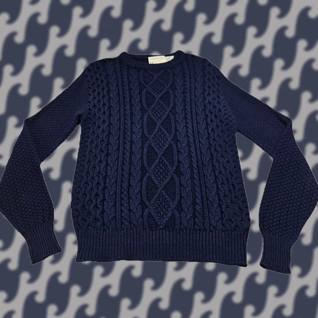 Vintage VINTAGE Lord Jeff Sweater Shirt M Mens Cable Knit Navy Blue Cotton USA Size US M / EU 48-50 / 2 - 1 Thumbnail