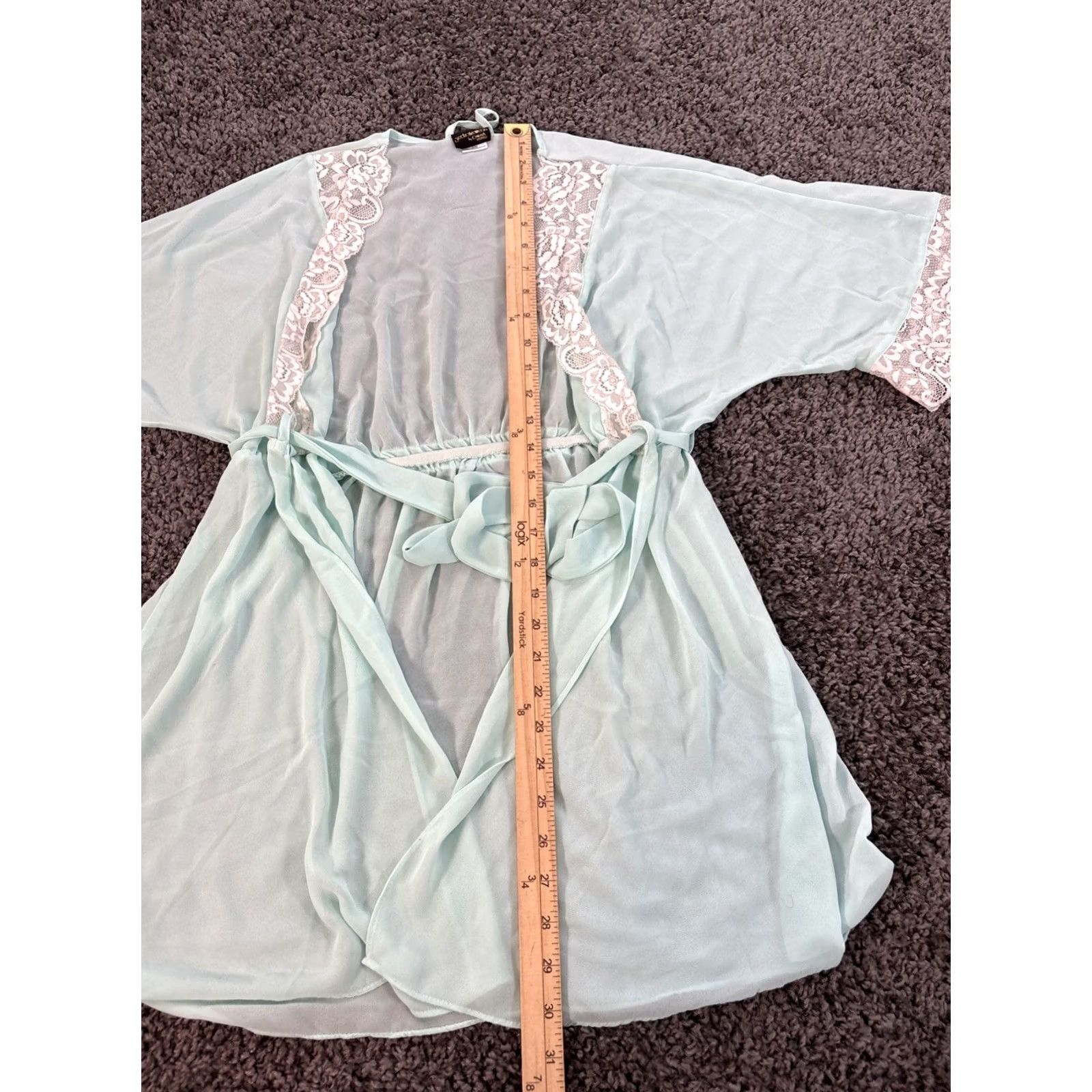 Vintage VINTAGE Cinema Etoile Dress Shirt Womens Small Blue Satin Lace Open Front Tie Size S / US 4 / IT 40 - 2 Thumbnail