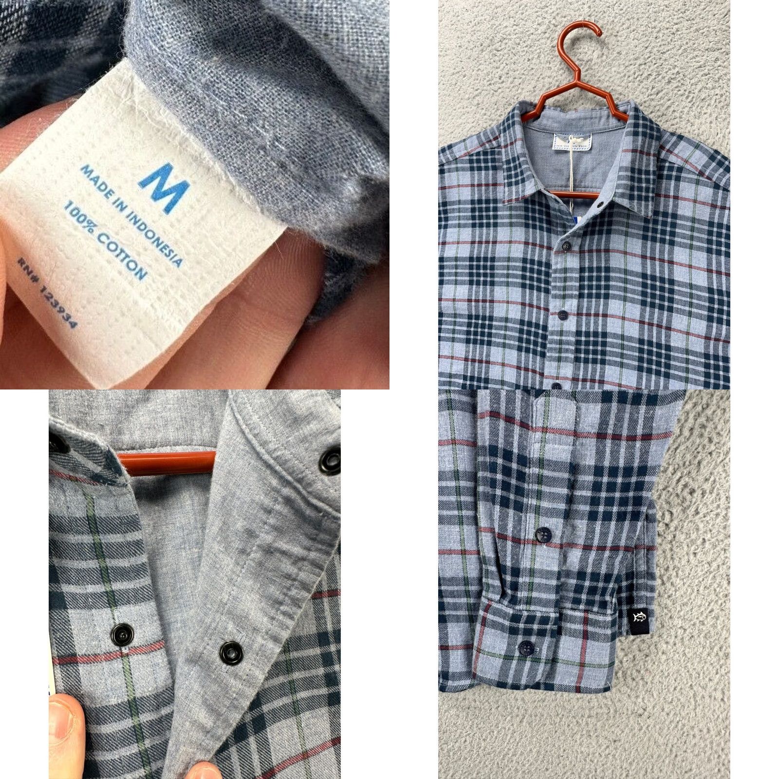 Southern Tide VINTAGE? No. Southern Tide Flannel Shirt Men M Grey Plaid Snap Button A1 Size US M / EU 48-50 / 2 - 8 Thumbnail