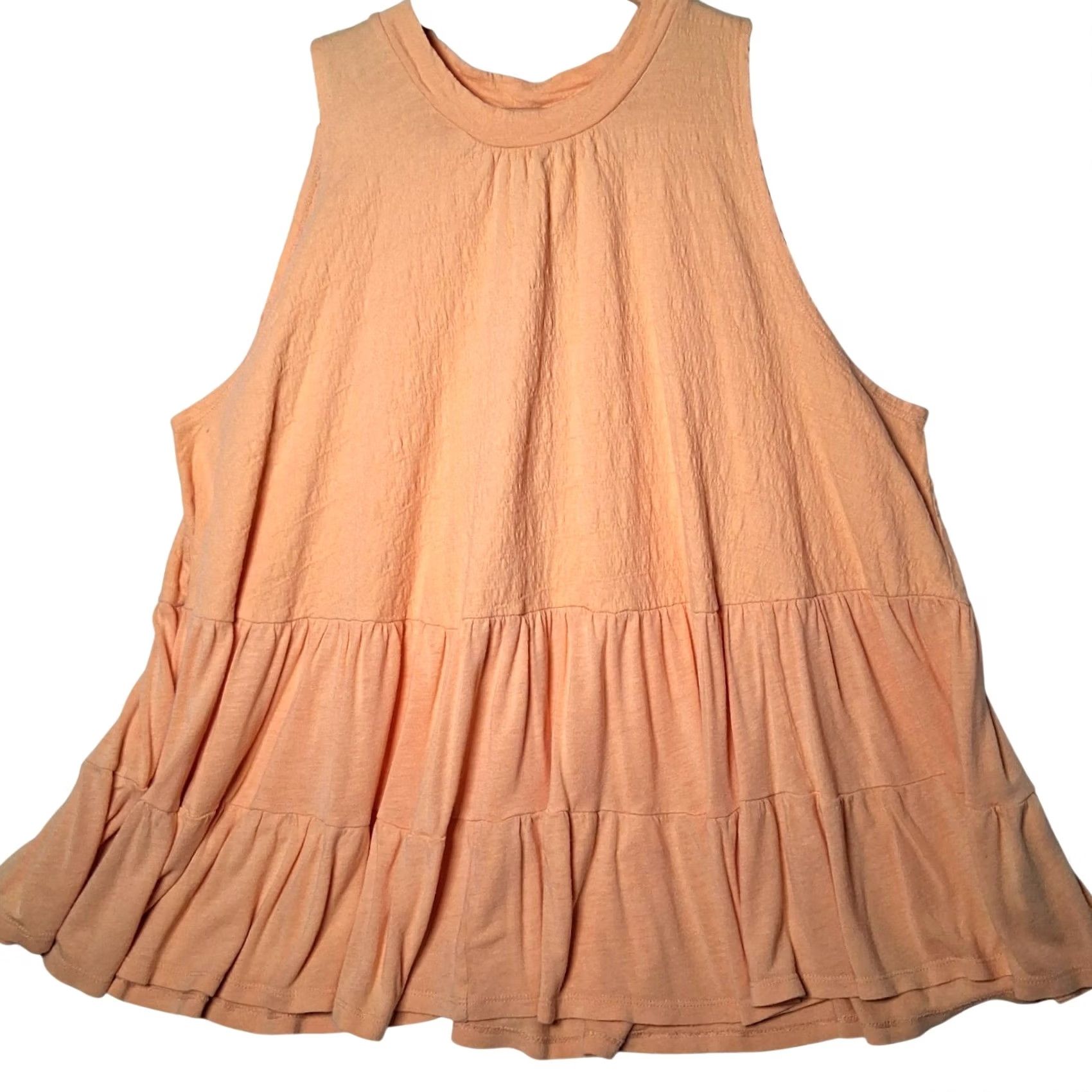 Free People Free People Tank Top Tunic S Open Tie Back Tiered Peach Orange Boho Hippie Casual Women 25" Pit to Pit 27" Long Adjustable Open Back Shirt Size S / US 4 / IT 40 - 2 Thumbnail