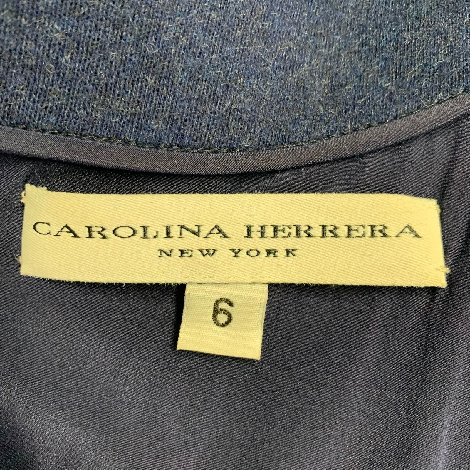 Carolina Herrera Size 6 Blue Multi Color Wool Beaded Back Zip Dress Size M / US 6-8 / IT 42-44 - 6 Thumbnail