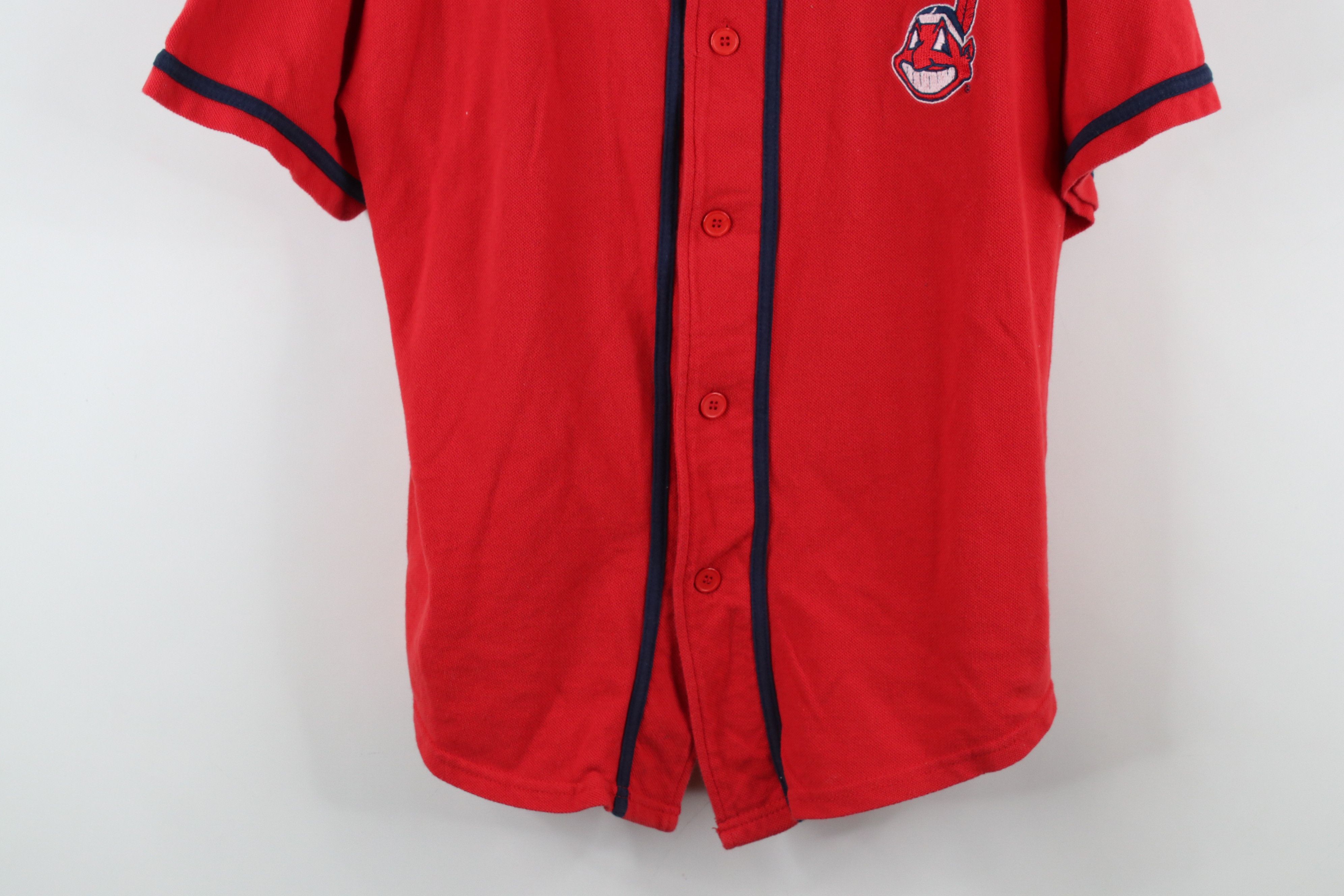 Vintage Vintage 90s Wahoo Cleveland Indians Baseball Jersey Red Size US L / EU 52-54 / 3 - 3 Thumbnail