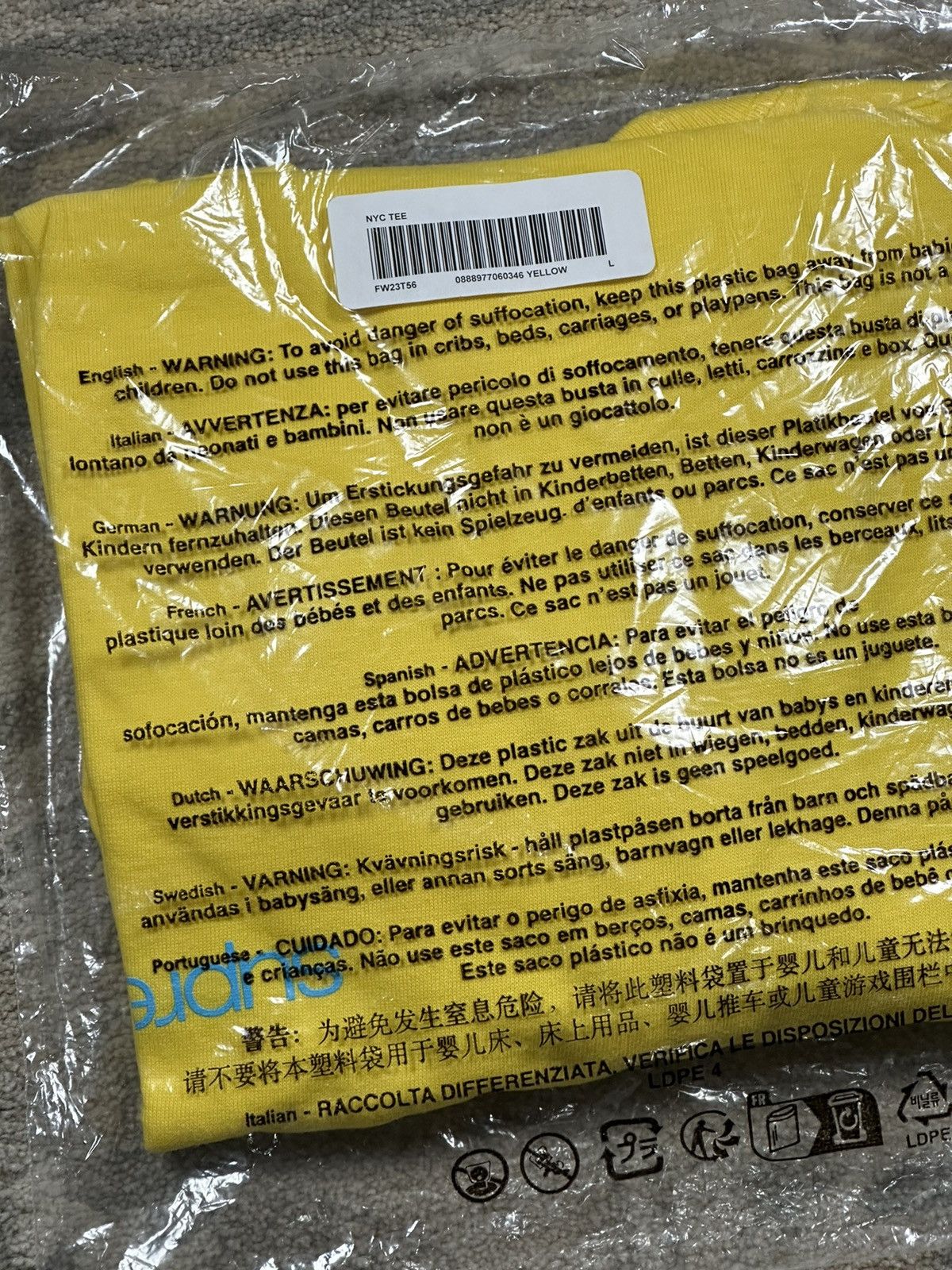 Supreme Supreme NYC Tee - Yellow - L - FW23 Size US L / EU 52-54 / 3 - 4 Thumbnail