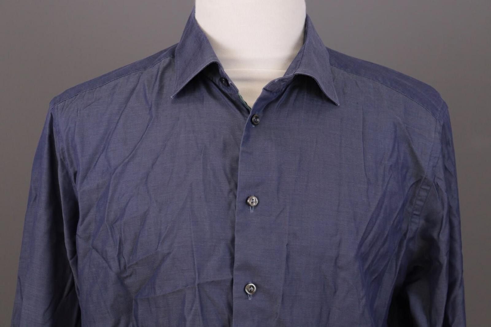Eton Eton Contemporary Blue Signature Dress Shirt Size 46 / 18 Size US M / EU 48-50 / 2 - 2 Thumbnail