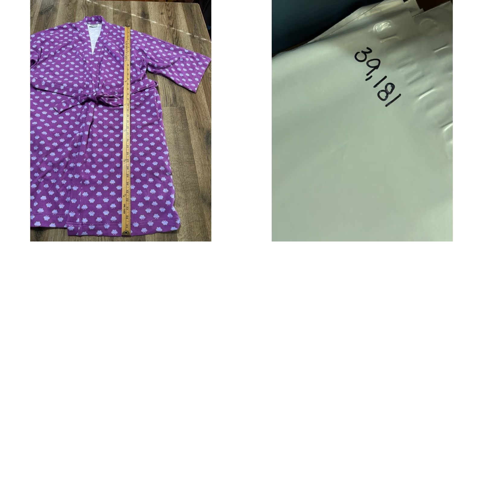 Vintage Aspen Lane Robe Women S/M Purple White Butterflies Tie Waist Size ONE SIZE - 8 Thumbnail