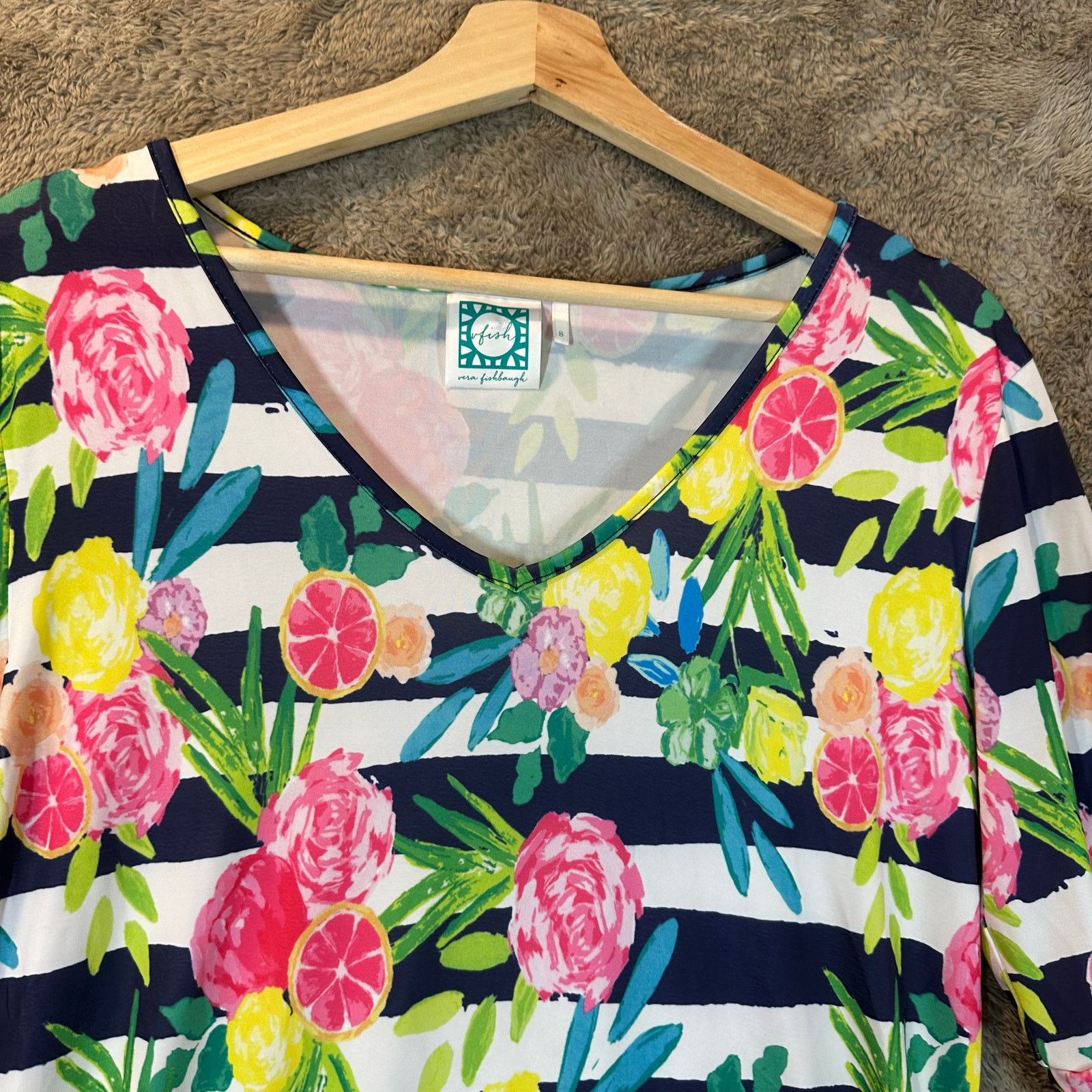 Other VFish Vera Fishbaugh Dress S Floral Stripe Coverup Resort Size S / US 4 / IT 40 - 3 Thumbnail