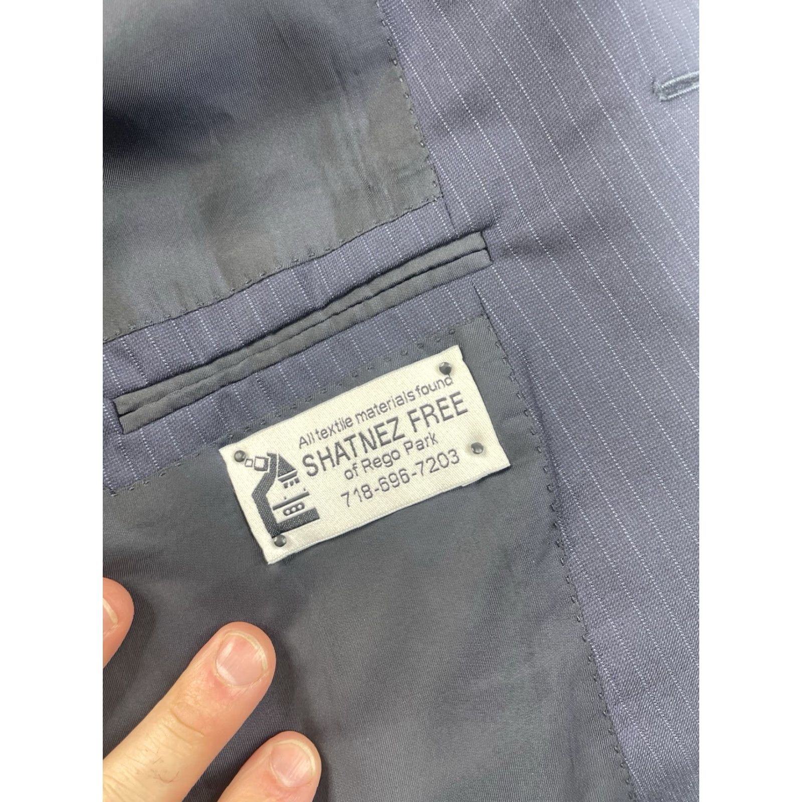 Ermenegildo Zegna Ermenegildo Zegna Blazer Wool Silk Navy Pinstripe 42R EU/42R US Two-Button Notch Lapel Double-Vented Regular Men Single-Breasted Linen? Size 42R - 4 Thumbnail
