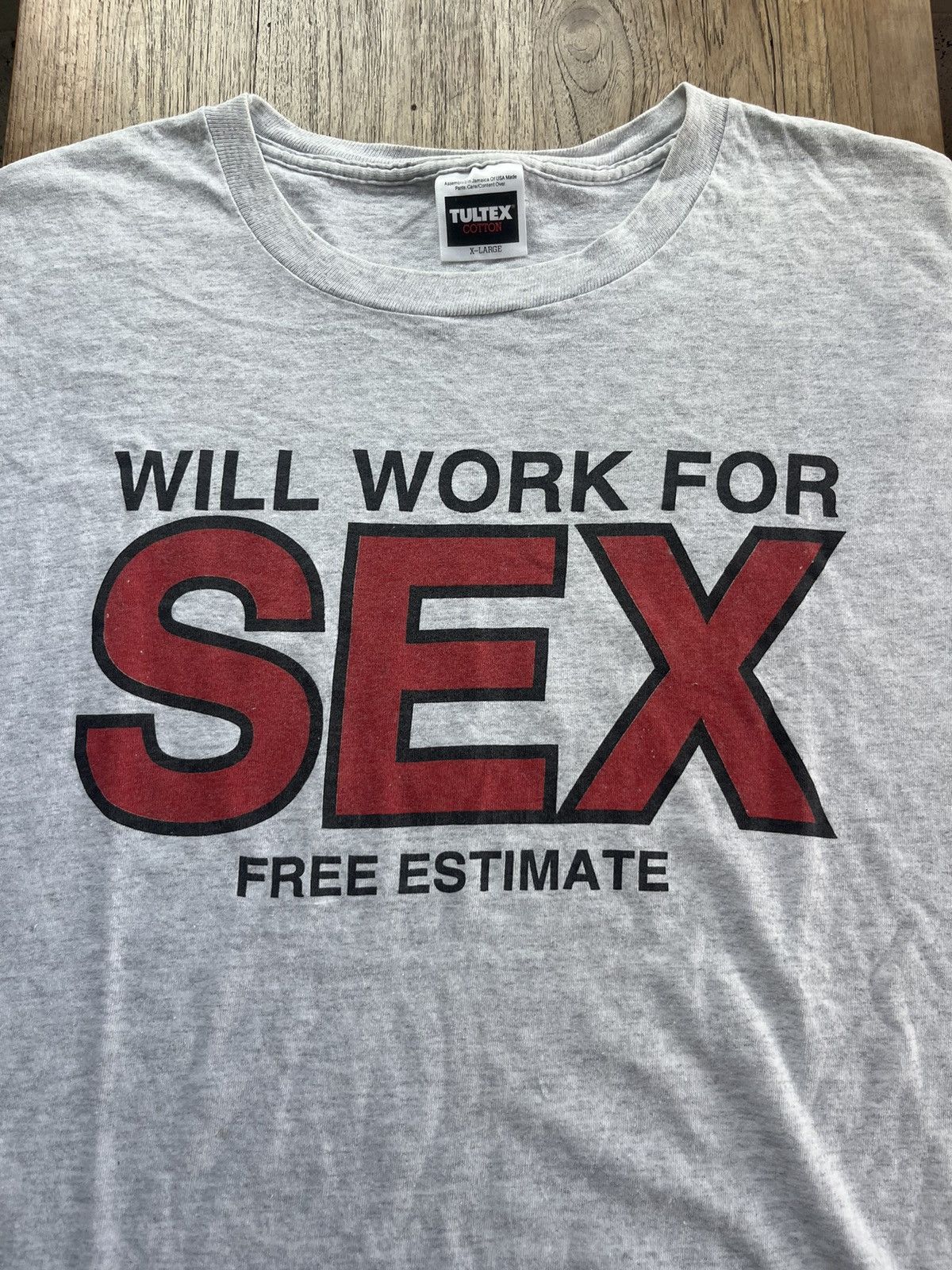 Vintage Vintage Will Work For SEX Free Estimate 90’s T-shirt Size US XL / EU 56 / 4 - 3 Thumbnail