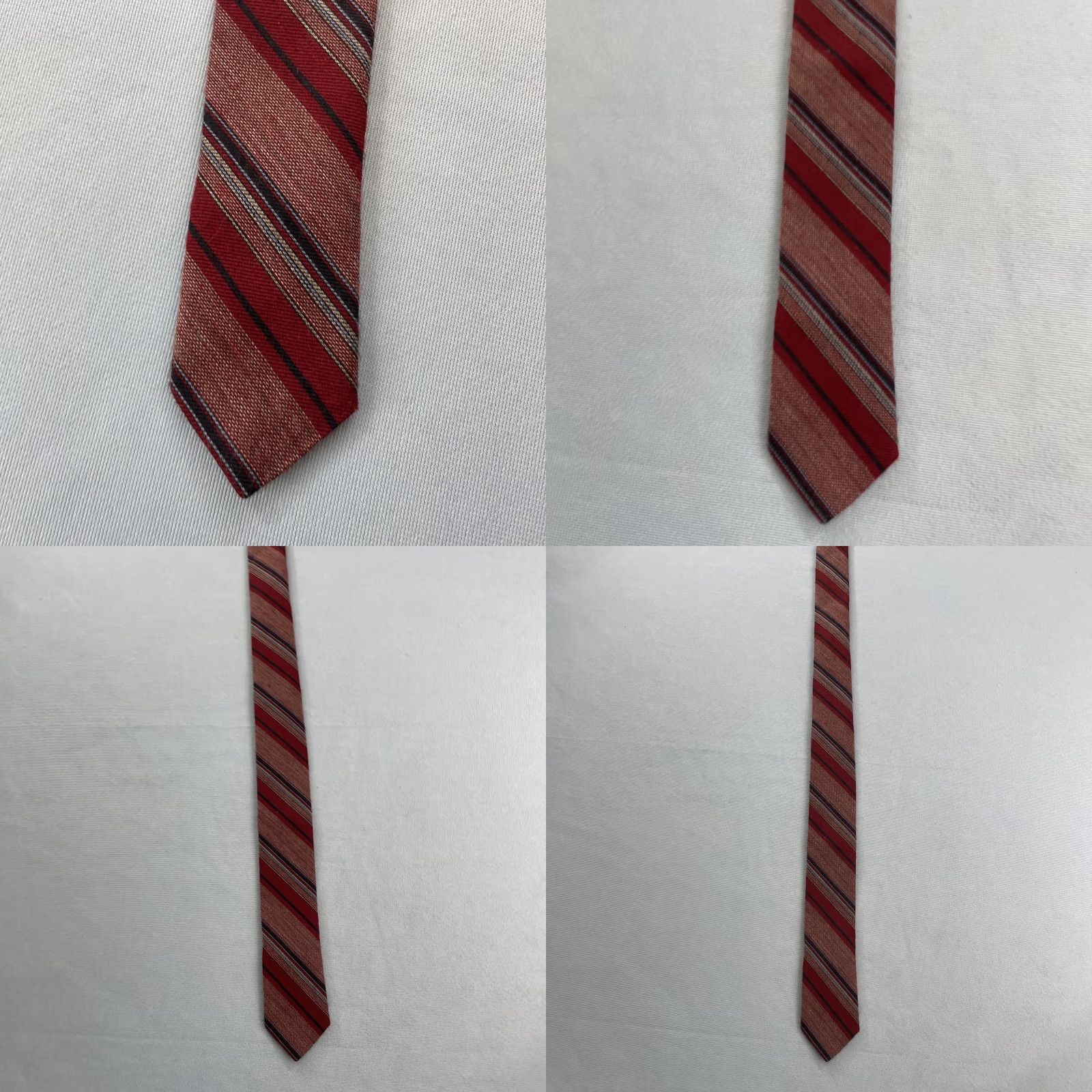 Vintage VINTAGE Stacy Stavy Cravats Wool Repp Tie 2" Slim Stripe Red Texture Poly Blend MCM Mod 2x54 Capsule Slim Necktie Mens Size ONE SIZE - 9 Thumbnail