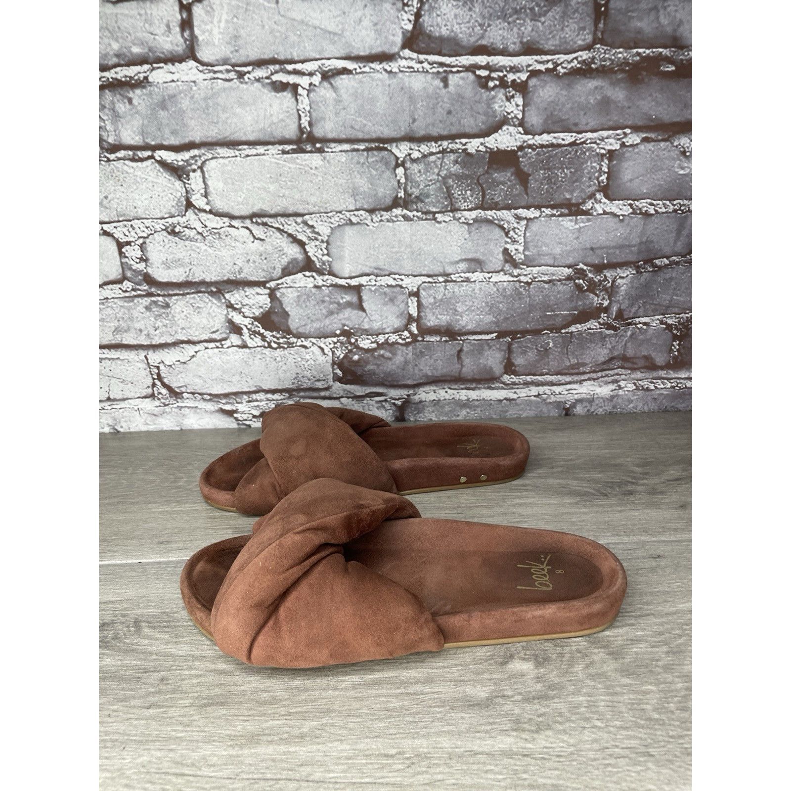 beek Beek Tesia Burnt Brown Suede Leather Slides Casual Sandals W Size US 8 / IT 38 - 17 Thumbnail