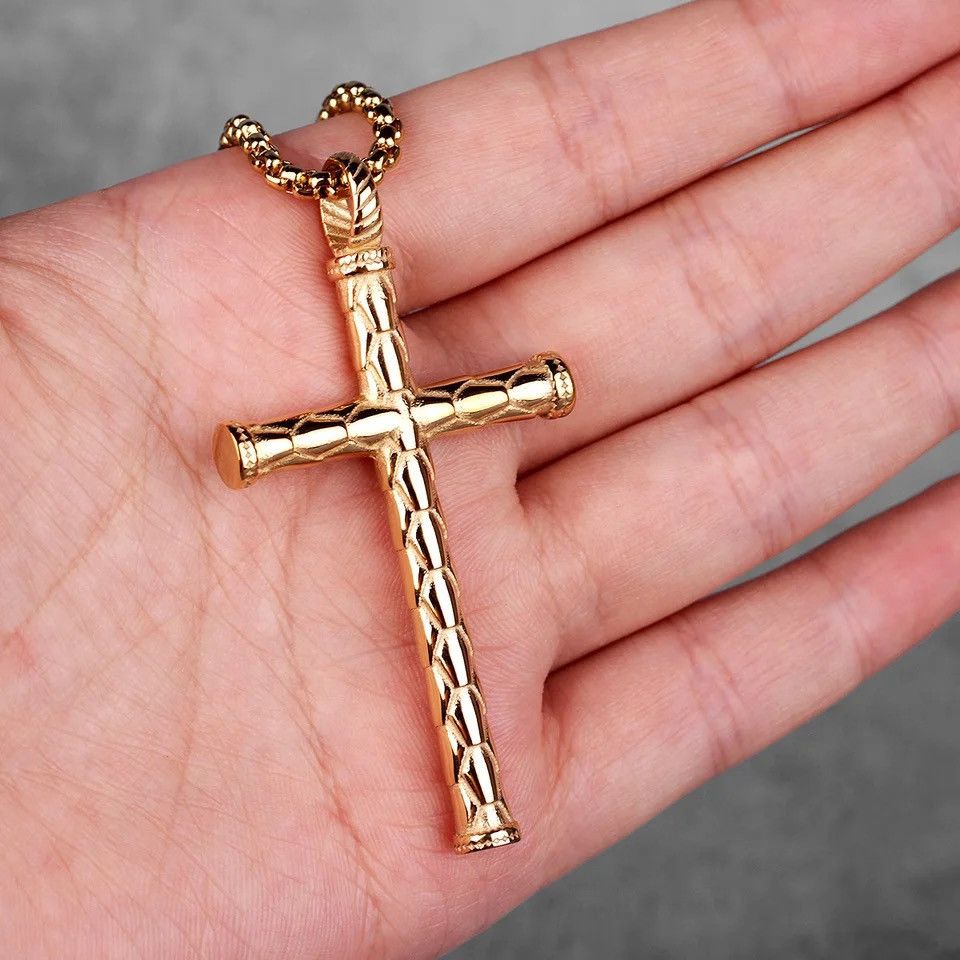 Jewelry Dragon Scale Cross Long Pendants Necklace Size ONE SIZE - 1 Preview
