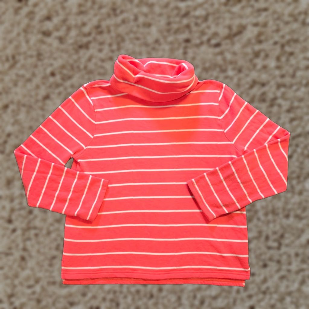 J.Crew J.CREW Sweater Womens Size L Orange Striped Turtleneck Long Sleeve Casual Pullover Knit Cotton Size L / US 10 / IT 46 - 1 Thumbnail