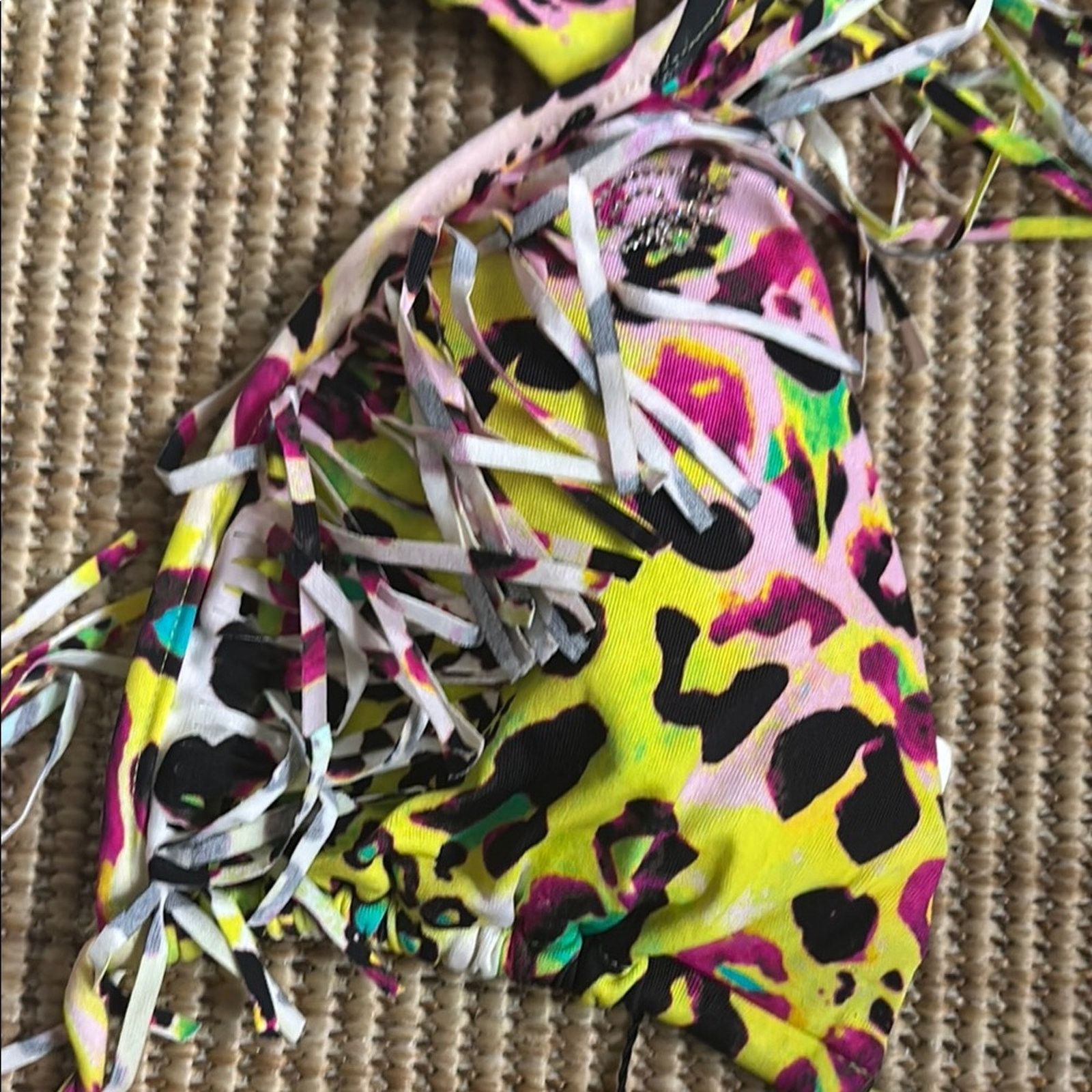 Blumarine NWT Blumarine Vibrant Leopard Print Bikini with Fringe Sz S Size ONE SIZE - 4 Thumbnail