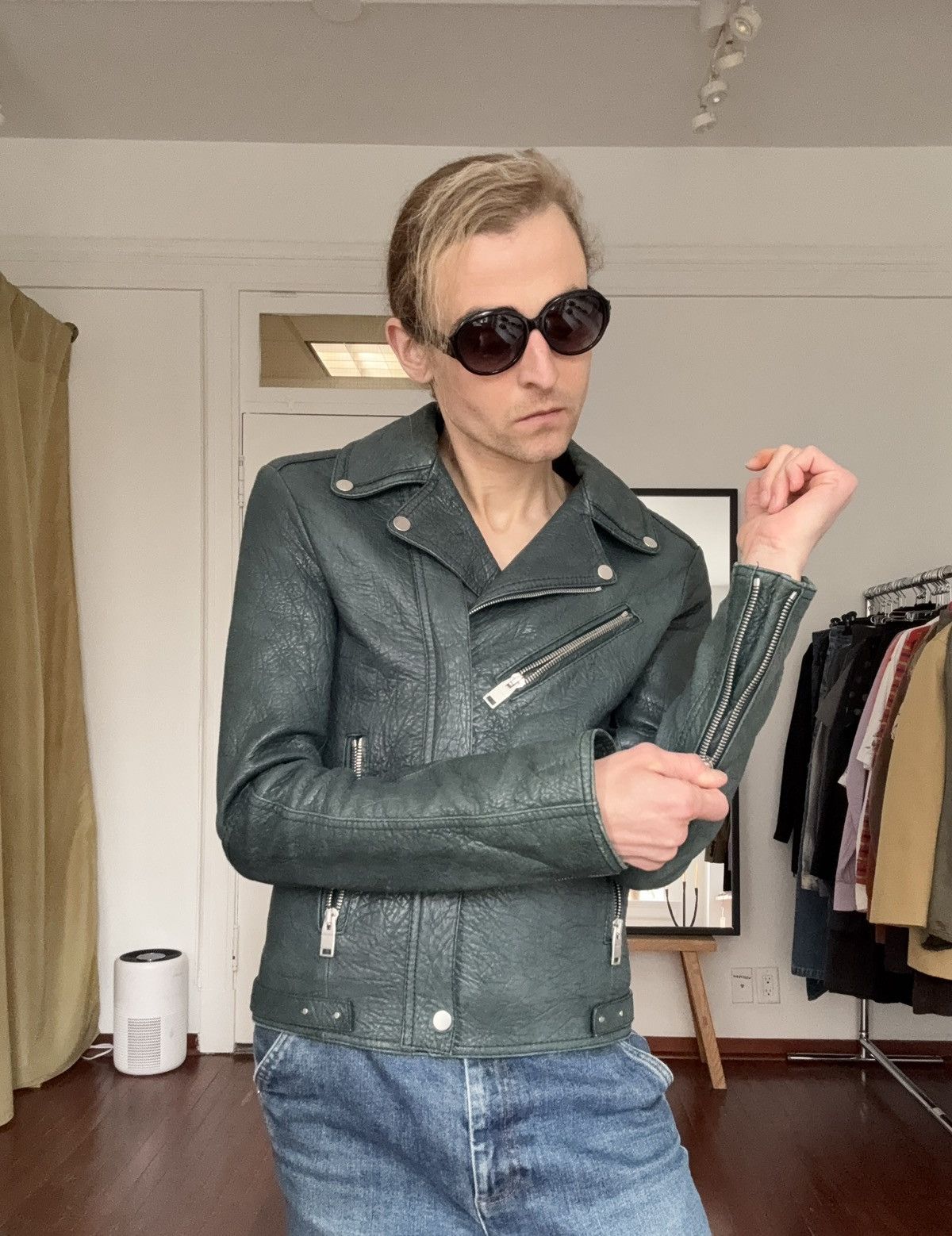 Balenciaga Balenciaga AW2014 Green Lamb Leather Biker Jacket Size US S / EU 44-46 / 1 - 18 Thumbnail
