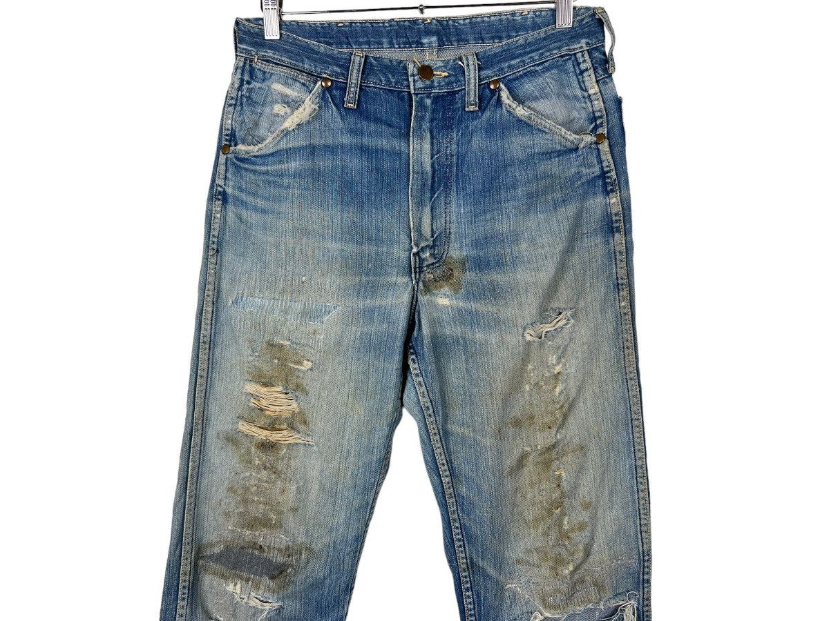 Vintage 🔥 1960s VINTAGE WRANGLER BLUE BELL DYED DISTRESSED DENIM Size US 31 - 2 Thumbnail