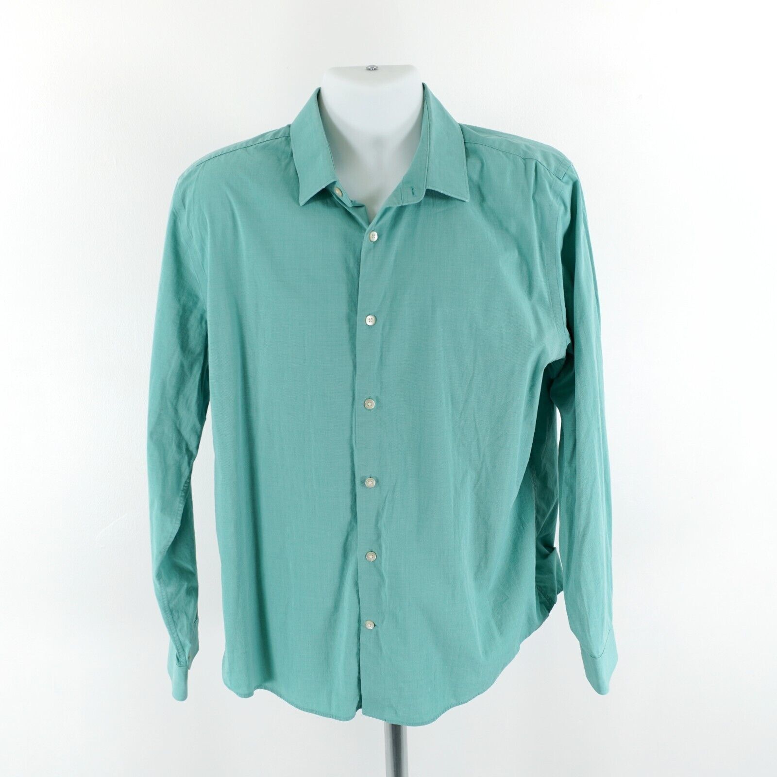 Express Express 1MX Fitted XL 17-17.5 Blue/Green Collared Dress Shir Size US XL / EU 56 / 4 - 5 Thumbnail