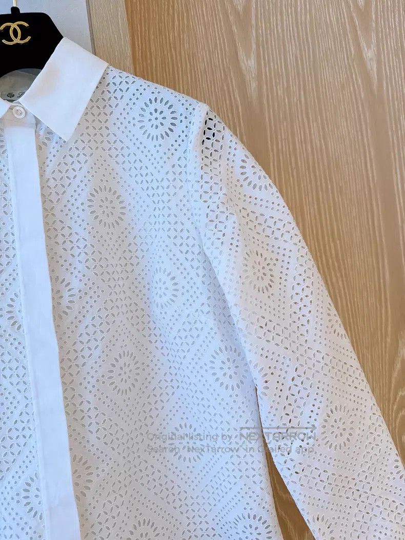 Loro Piana Loro Piana White Openwork Shirt Dress Size XS / US 0-2 / IT 36-38 - 3 Thumbnail