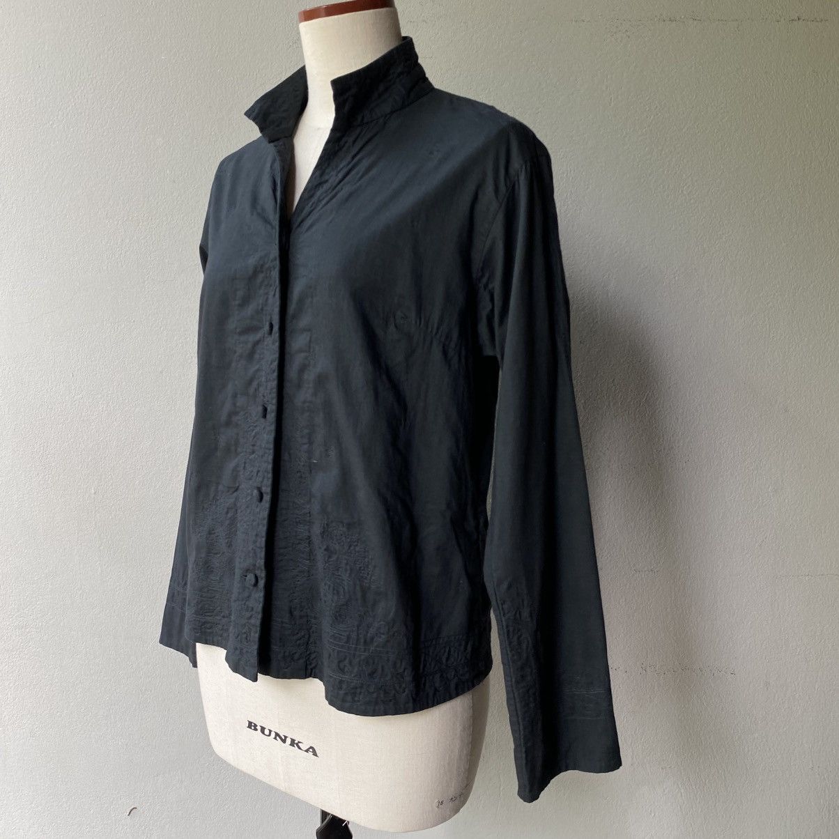 Issey Miyake Haath Dark Teal Embroidered Mandarin Shirt Size XS / US 0-2 / IT 36-38 - 4 Thumbnail