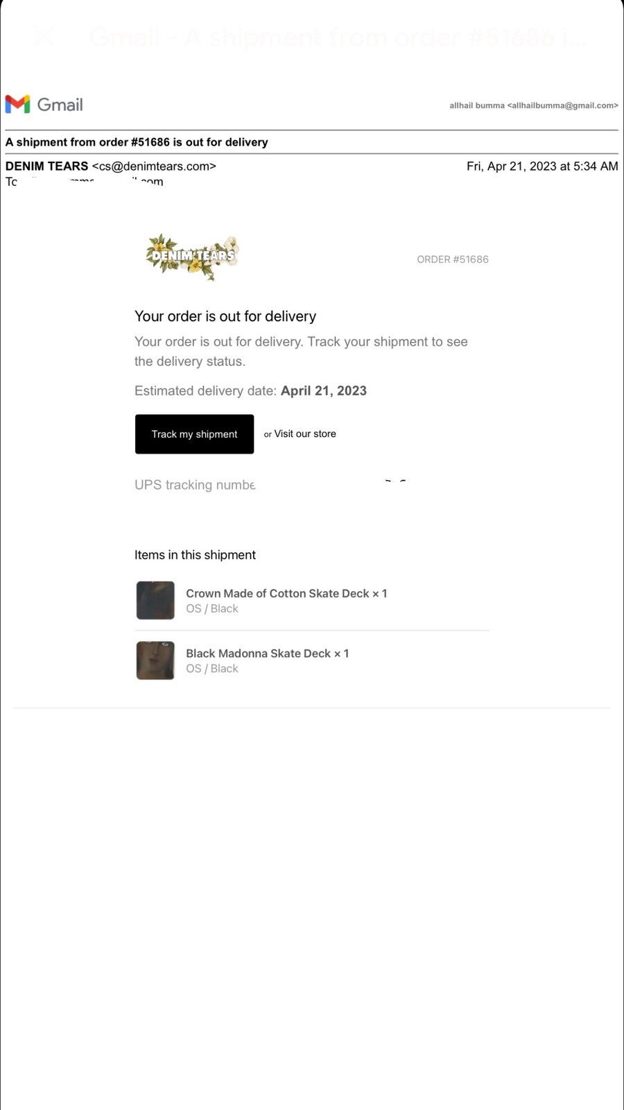 DENIM TEARS Denim Tears “Black Madonna” Deck Size ONE SIZE - 6 Thumbnail
