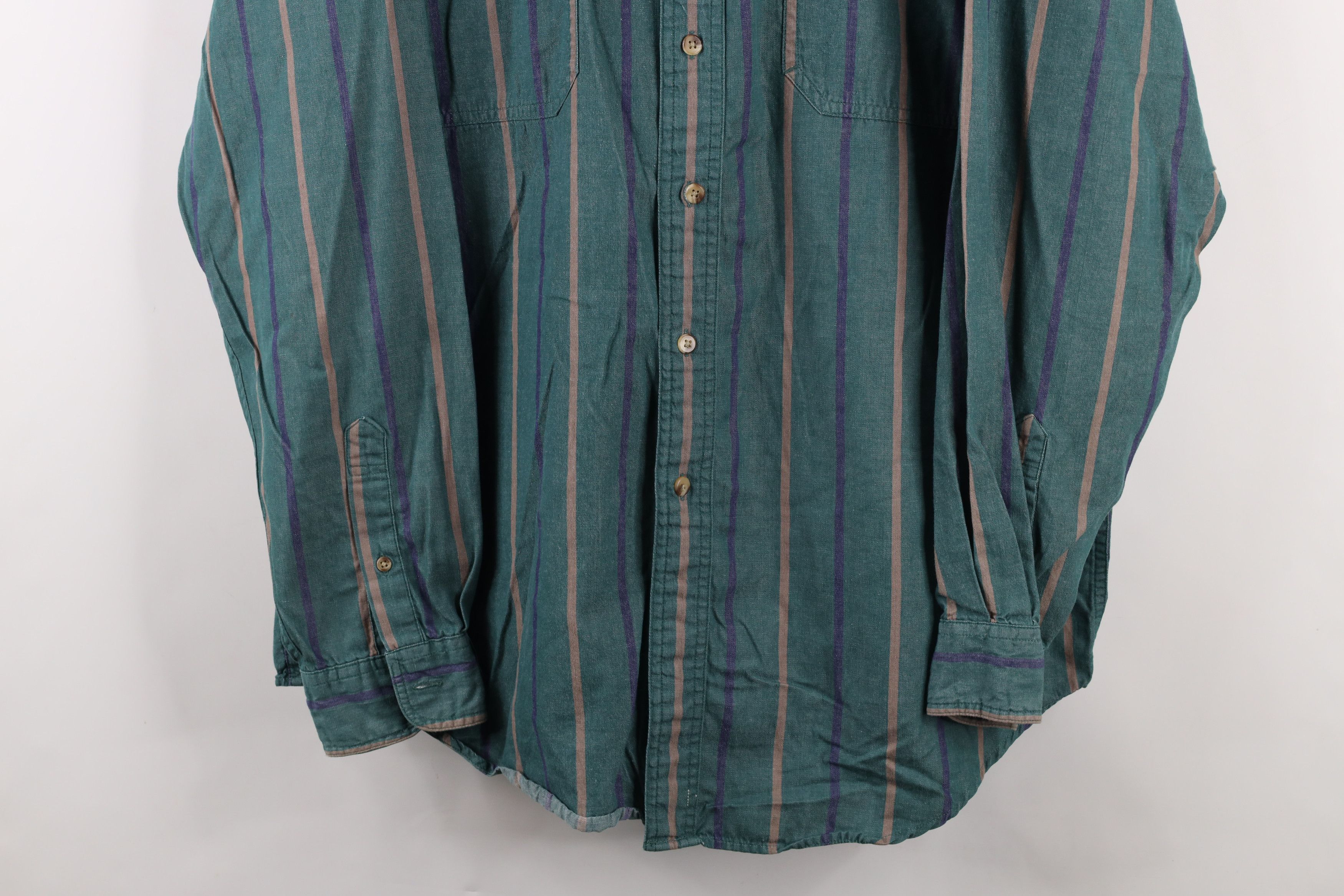 Eddie Bauer × Vintage Vintage 90s Eddie Bauer Striped Rufton Twill Button Shirt Size US L / EU 52-54 / 3 - 3 Thumbnail