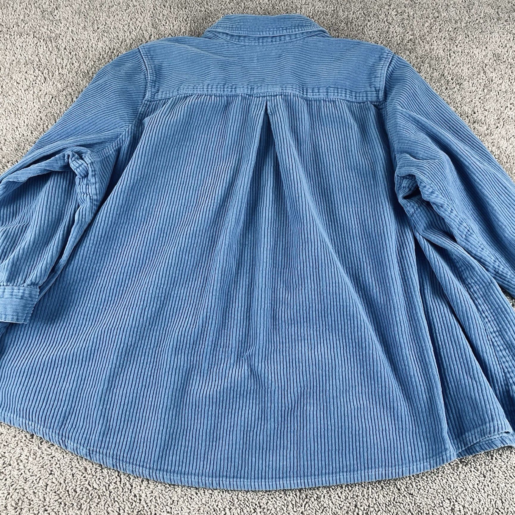 Vintage Romans Corduroy Shirt Women 30W (3X) Blue Shacket Button-Up Casual Long Sleeve 100% Cotton Chest Pocket Vintage No Size 4XL / US 24-26 - 4 Thumbnail