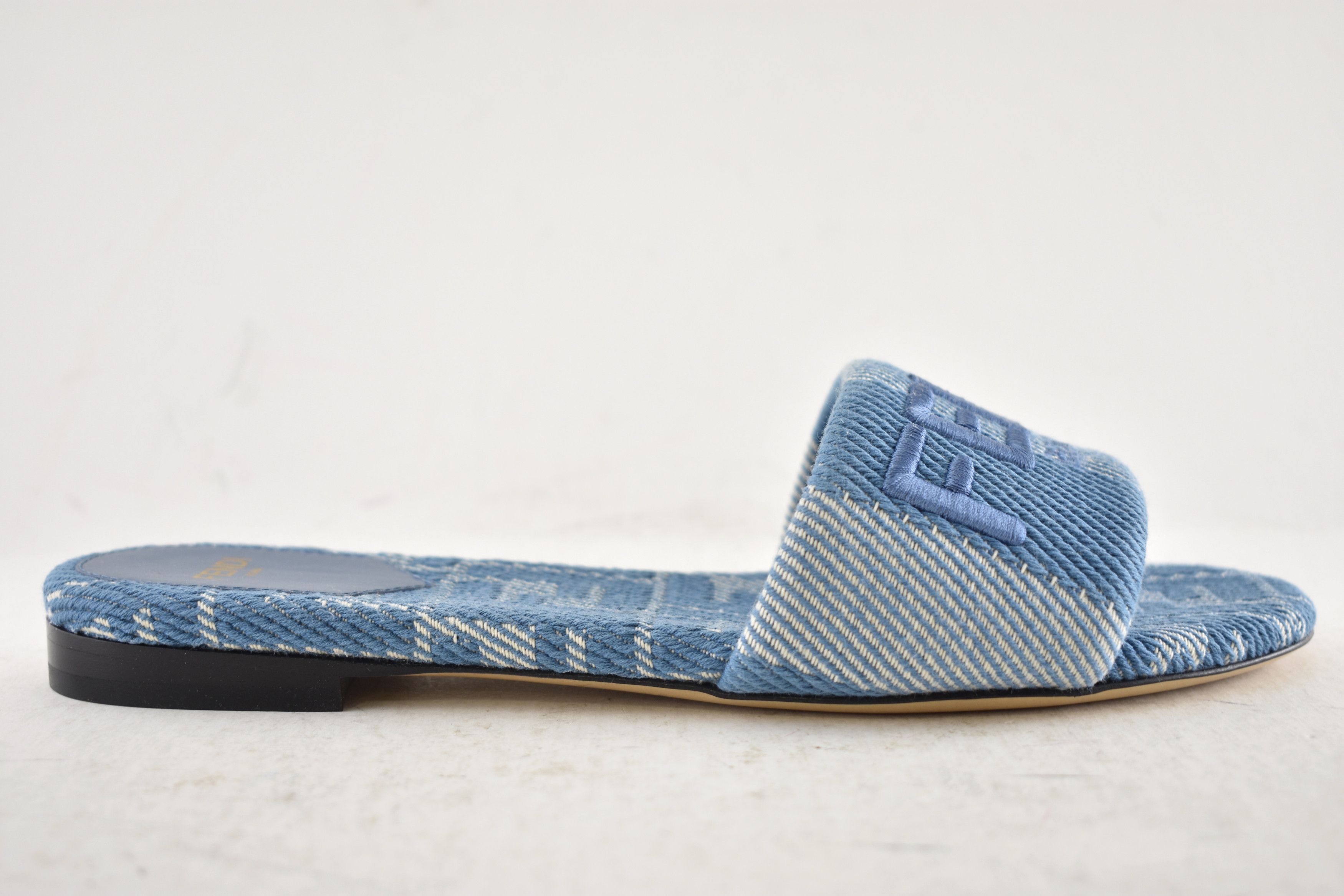 Fendi Fendi Sunshine Denim FF Logo Mule Slide Flat Sandal 37 Size US 7 / IT 37 - 2 Thumbnail