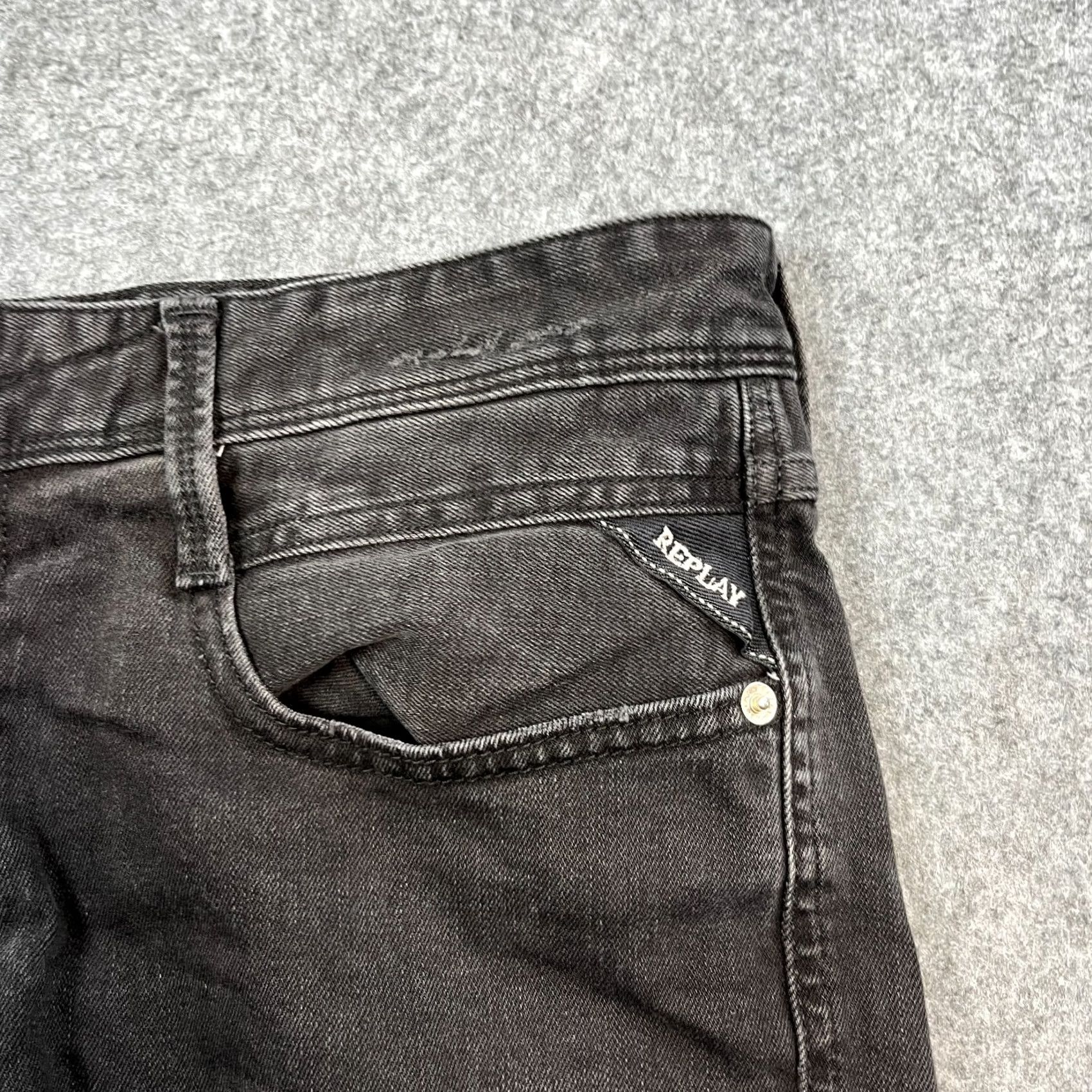 Replay Replay Jeans Slim Tapered 34 32 Dark Wash Black Stretch Anbass Mens Shirt? Size US 34 / EU 50 - 6 Thumbnail