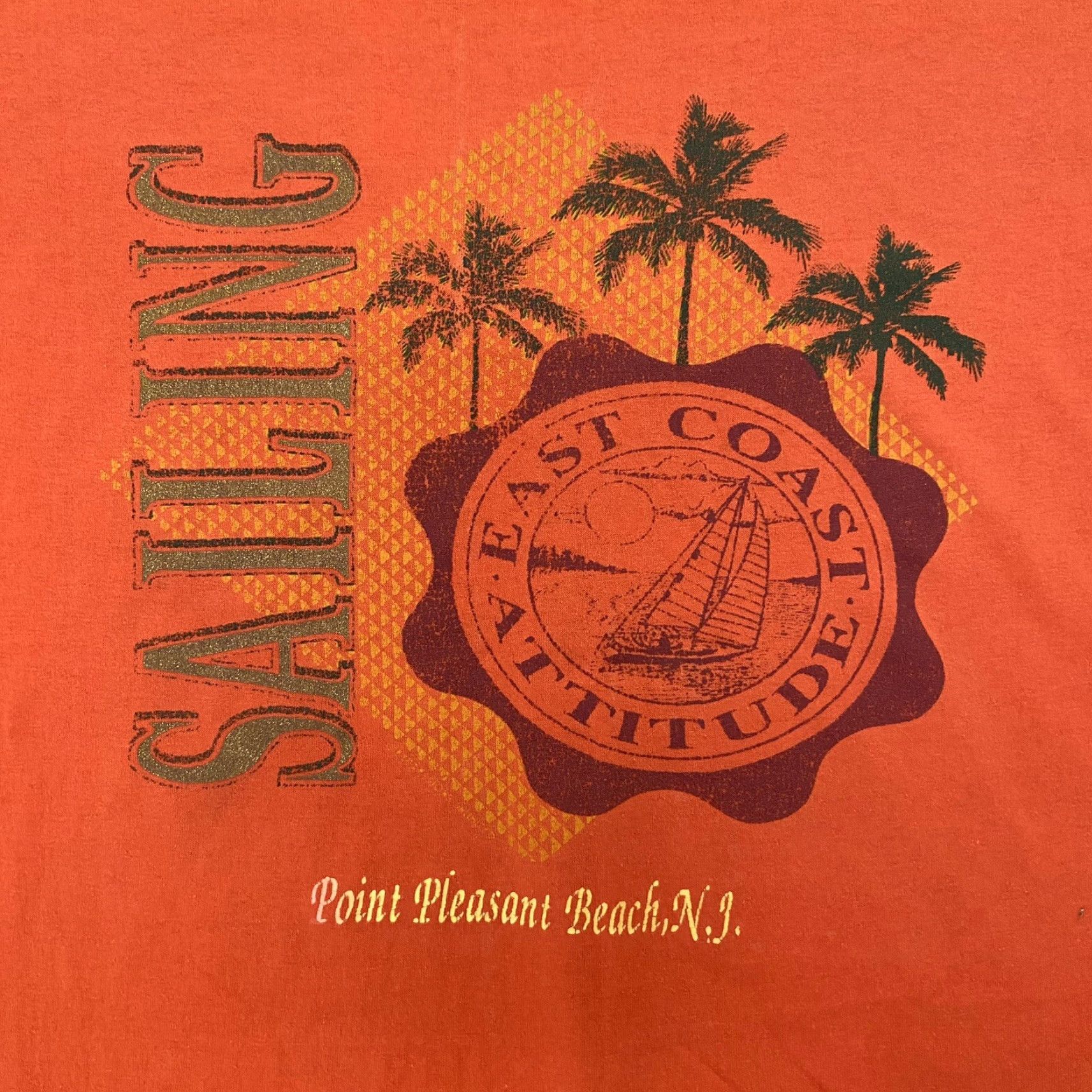 TEE JAYS VINTAGE New Jersey Shirt Adult 3XL Orange Point Pleasant Beach NJ Sailing Mens Tee Jays Short Sleeve Crew Neck Beach Theme 1990s Mens Size US XXL / EU 58 / 5 - 4 Thumbnail