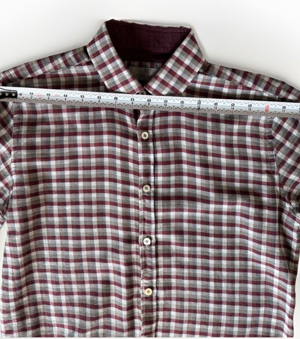Canali Canali Medium Button Down Red Grey Flannel Cotton Size US M / EU 48-50 / 2 - 2 Thumbnail