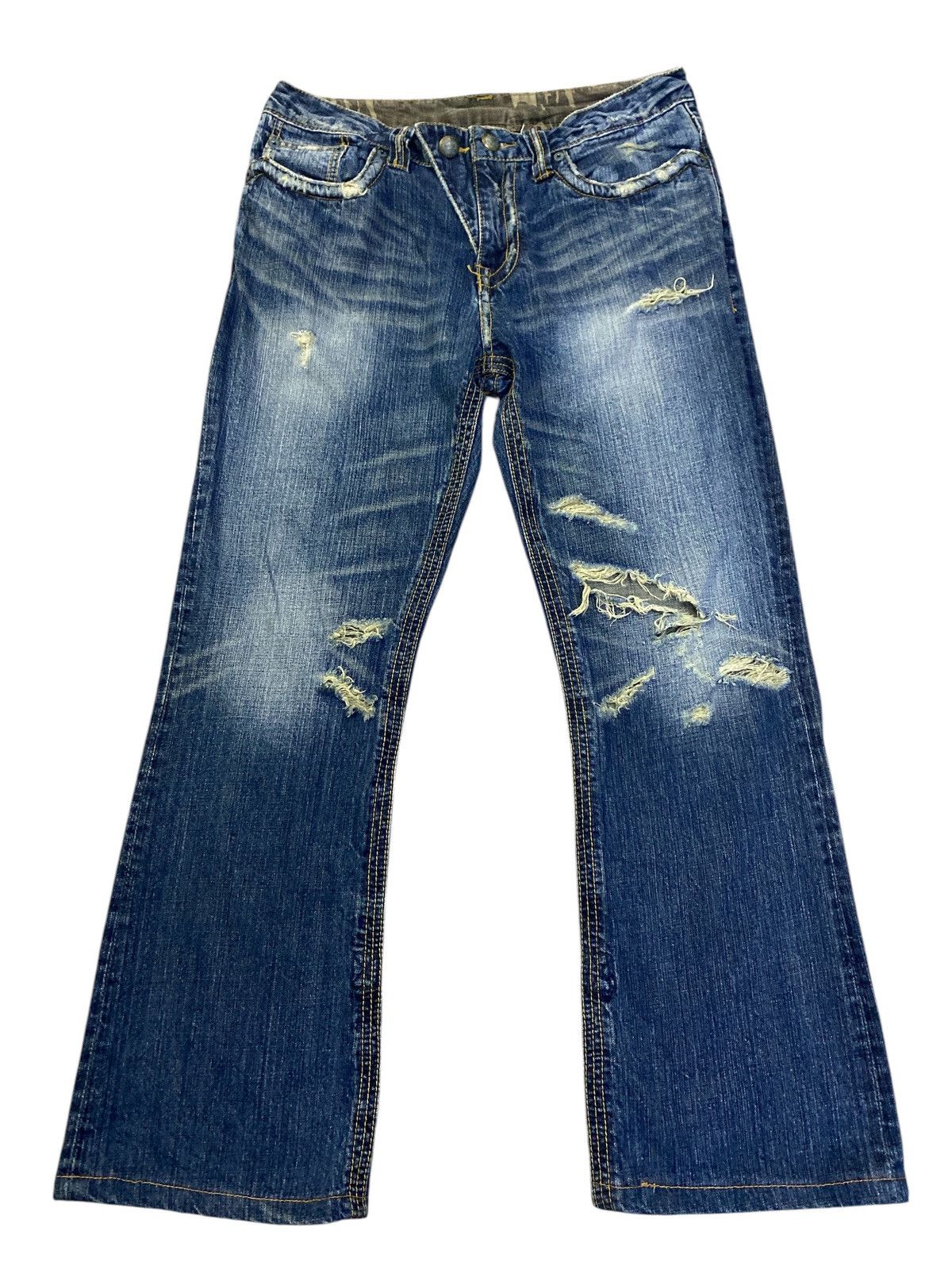 Hysteric Glamour × If Six Was Nine × Japanese Brand Flared Jeans by Trim Co Ltd Distressed Denim Size US 34 / EU 50 - 1 Thumbnail