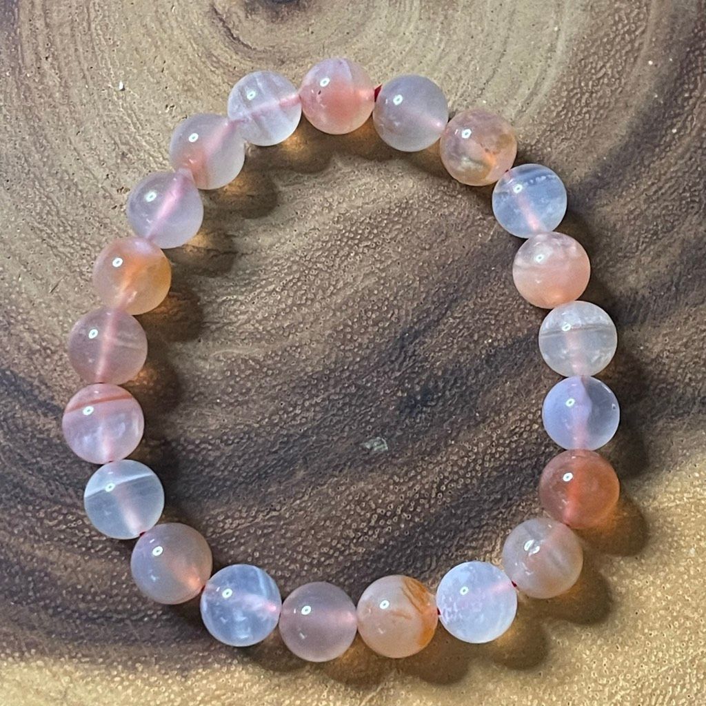 Other Yuan yuan Agate bracelet striped layers light rainbow colors stretch 10mm 7.5” natural crystal Size ONE SIZE - 8 Thumbnail
