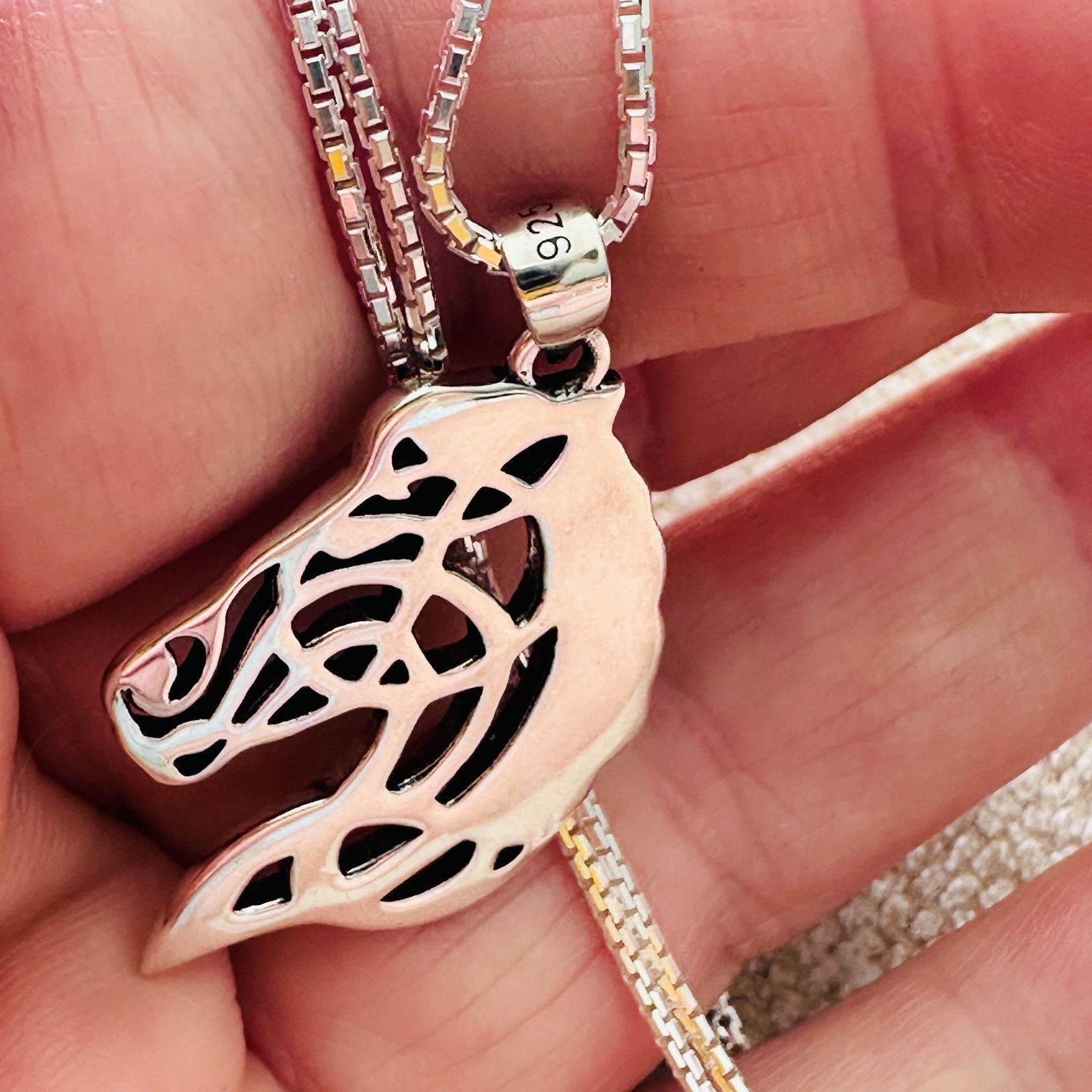 The Unbranded Brand Sterling Silver Celtic Horse Pendant Necklace-18" Box Chain Size ONE SIZE - 6 Thumbnail