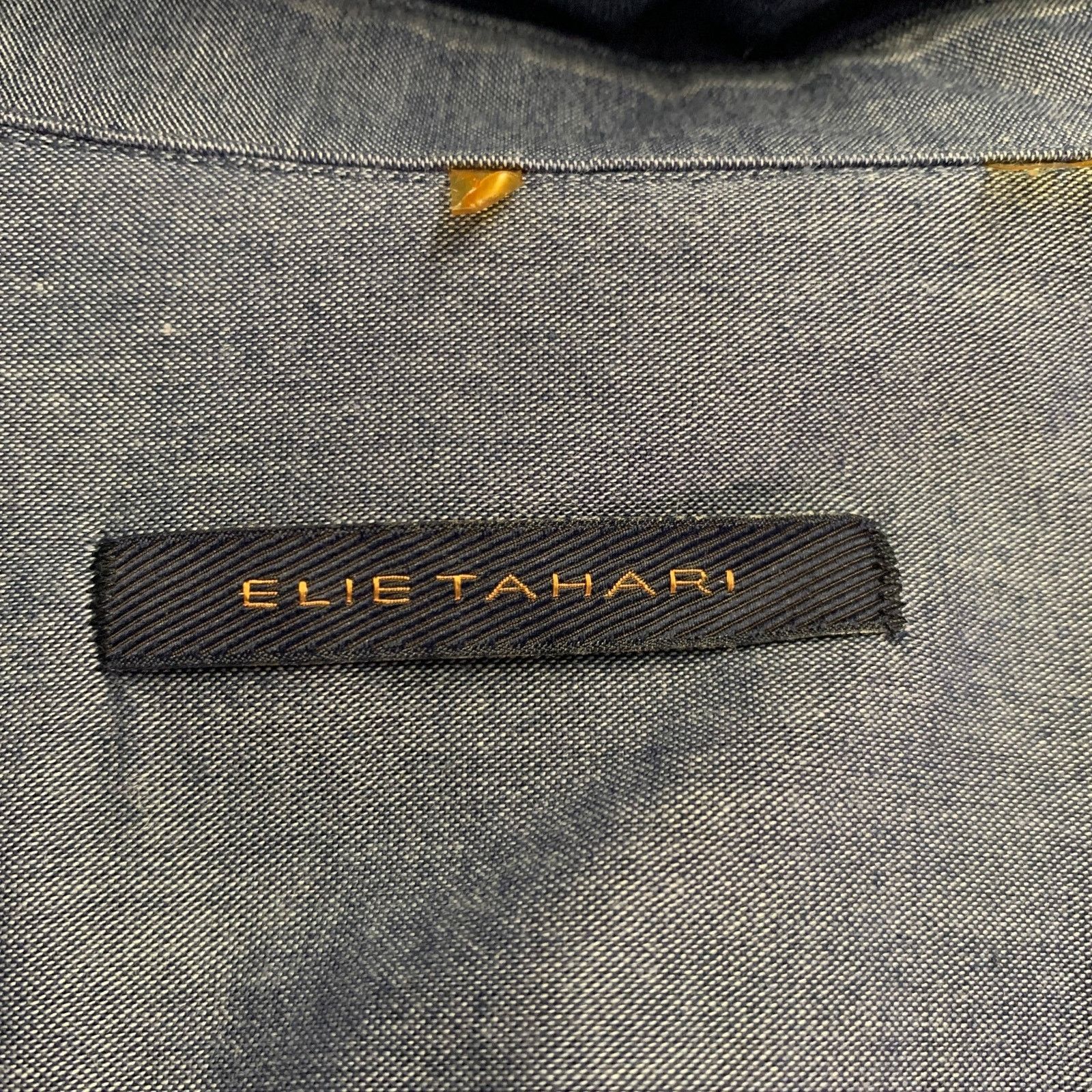 Elie Tahari M Blue Navy Color Block Cotton One pocket Long Sleeve Shirt Size US M / EU 48-50 / 2 - 4 Thumbnail