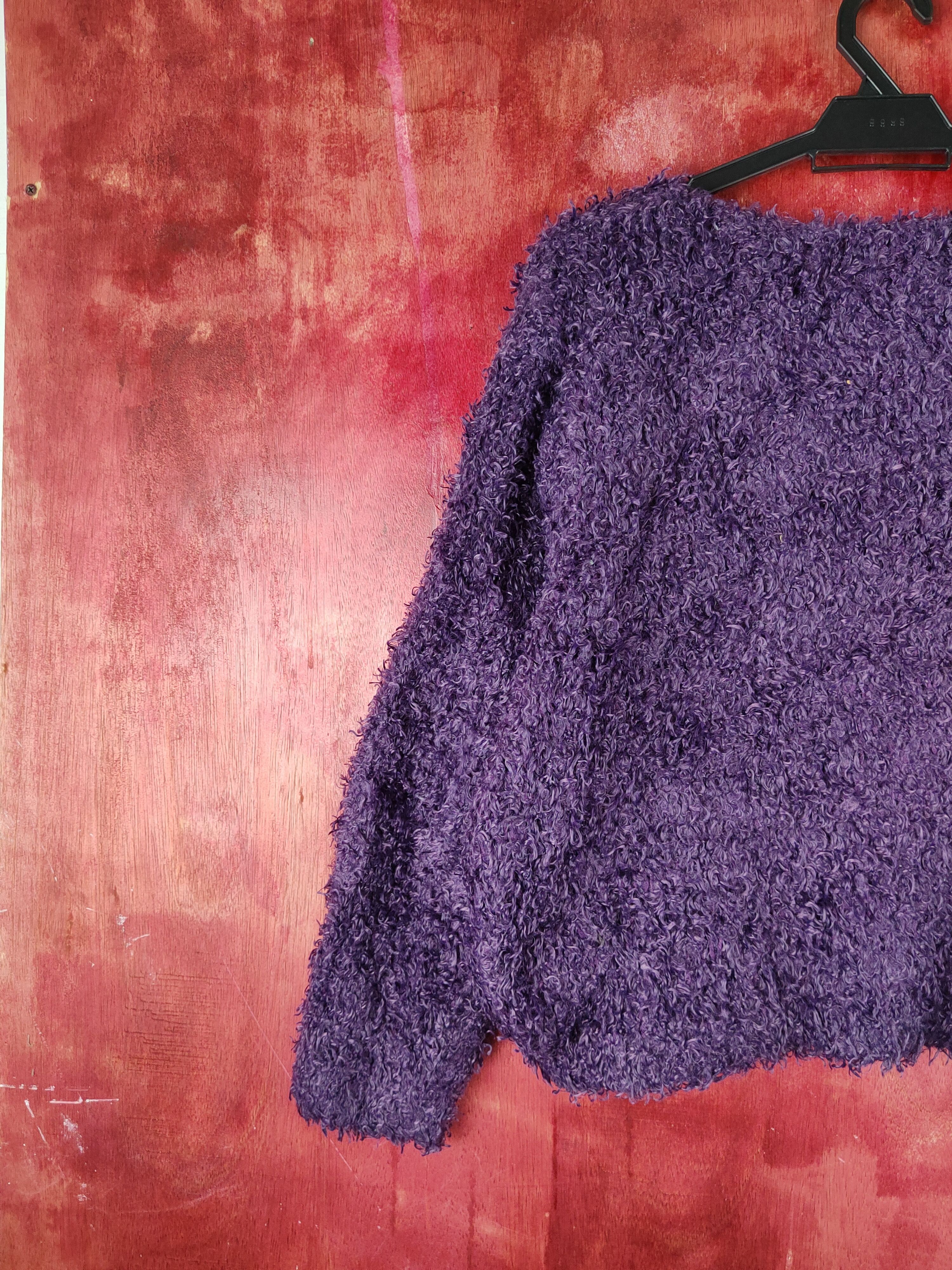 Vintage Mounue Purple Shag Shaggy Fur Mohair Knitwear #S1973 Size M / US 6-8 / IT 42-44 - 8 Thumbnail