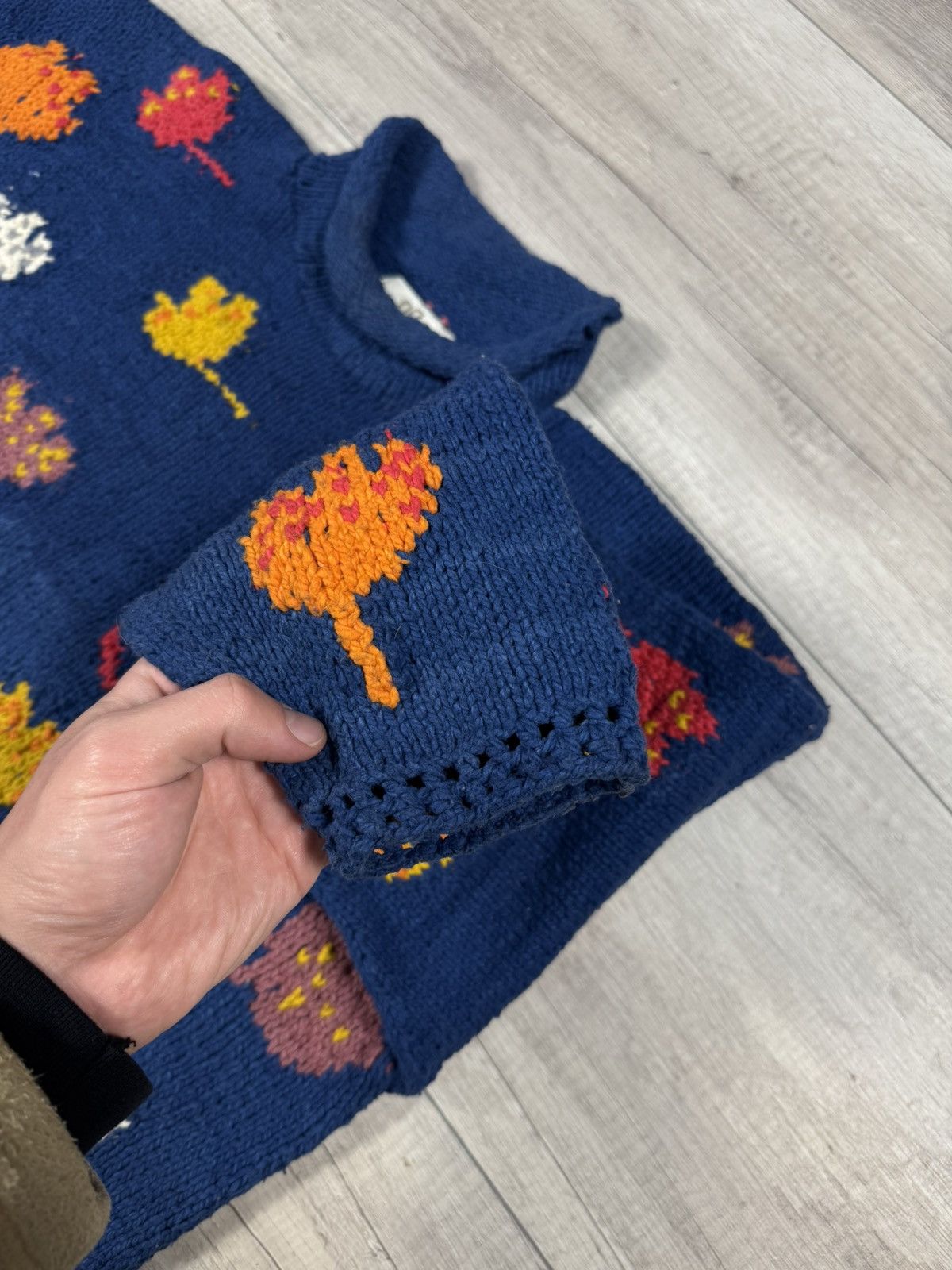 Handmade AMANO Handmade Vintage Cotton Autumn Leaves Knitted Sweater Size US M / EU 48-50 / 2 - 8 Thumbnail