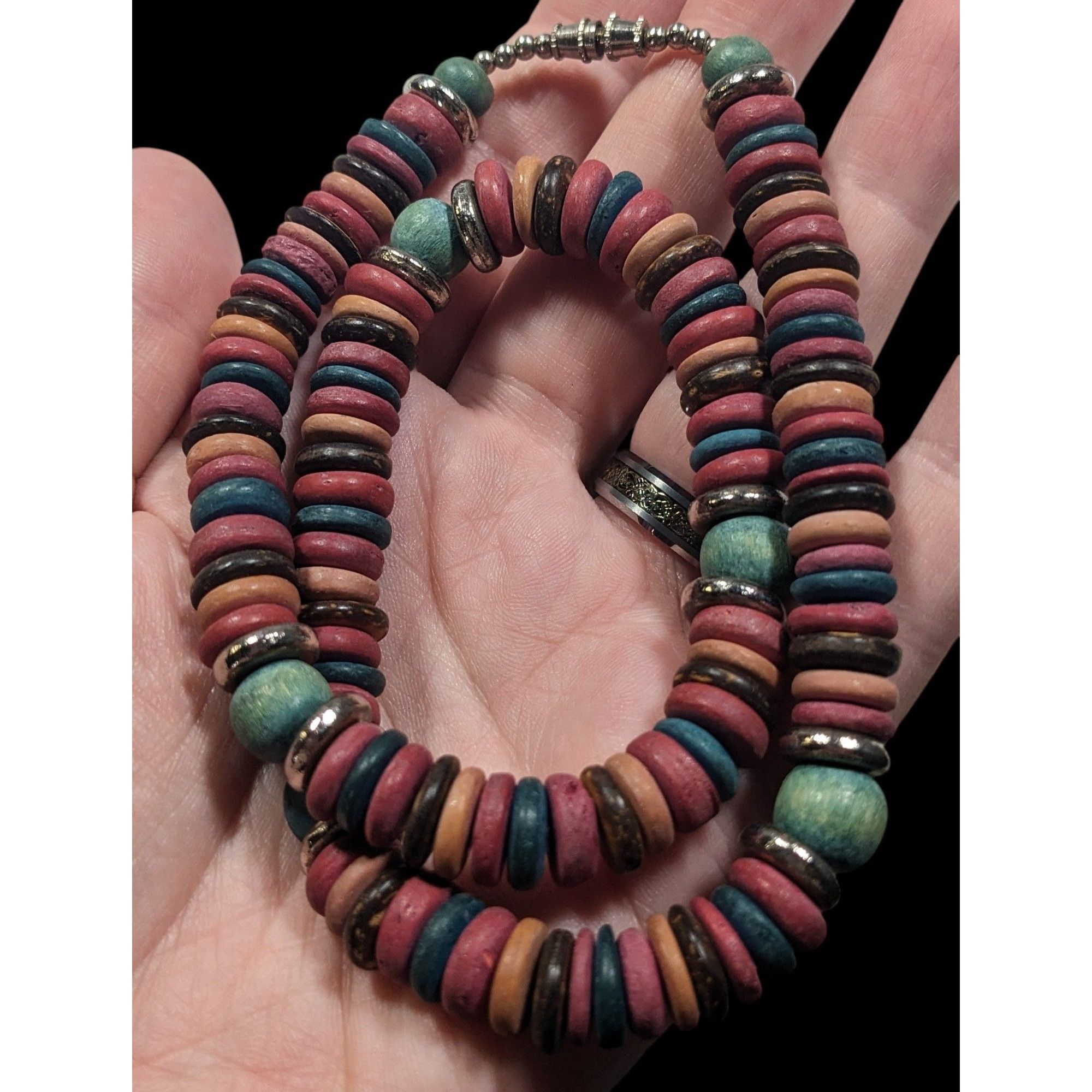Other Retro Bohemian Rainbow Wood Disc Beaded Necklace Size ONE SIZE - 3 Thumbnail